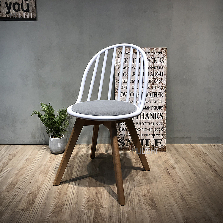 限時優惠-圓弧椅背溫莎柵欄餐椅(白色-僅此一張)