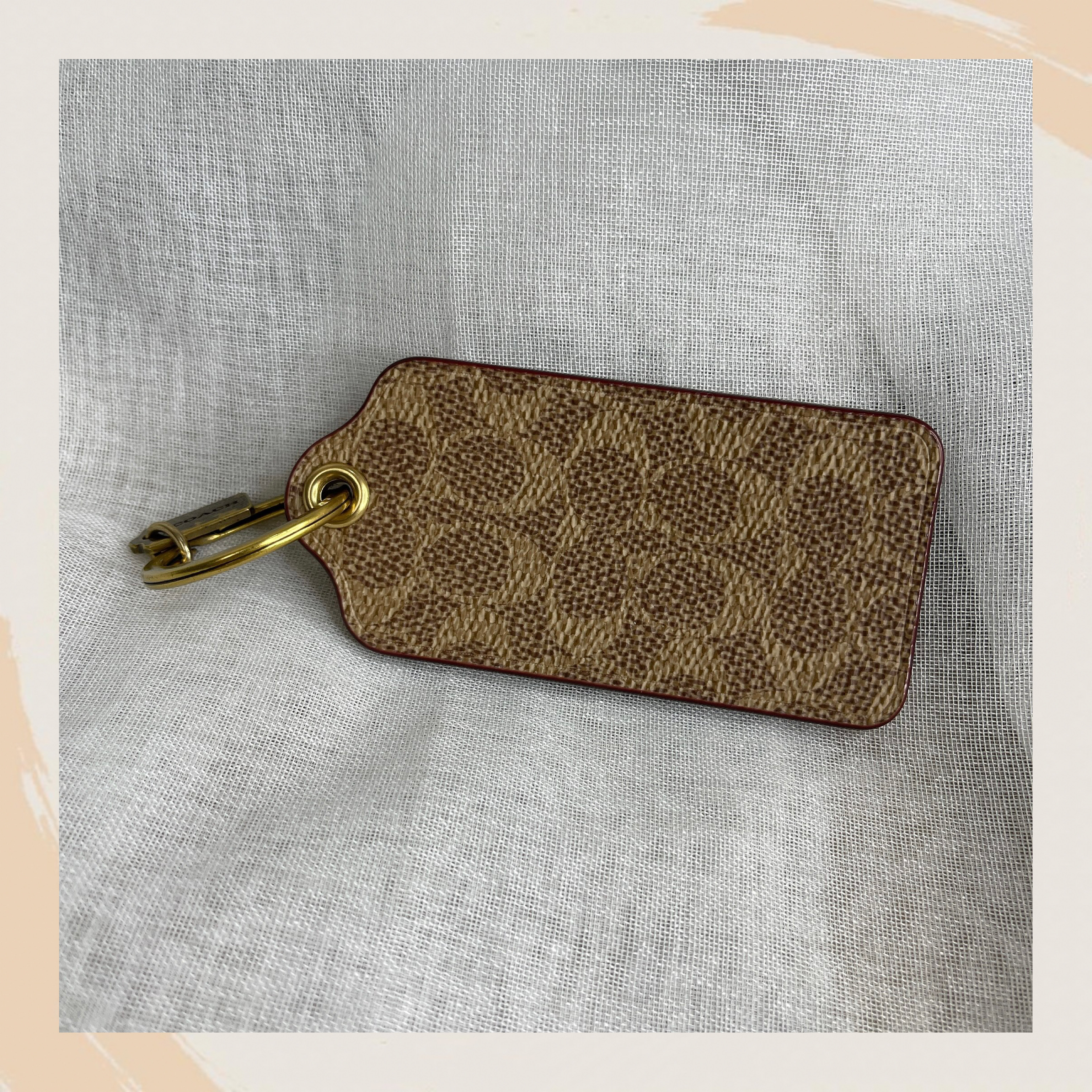 【名牌代購】COACH SGNTR PRNT KYRNG - BRASS/KH