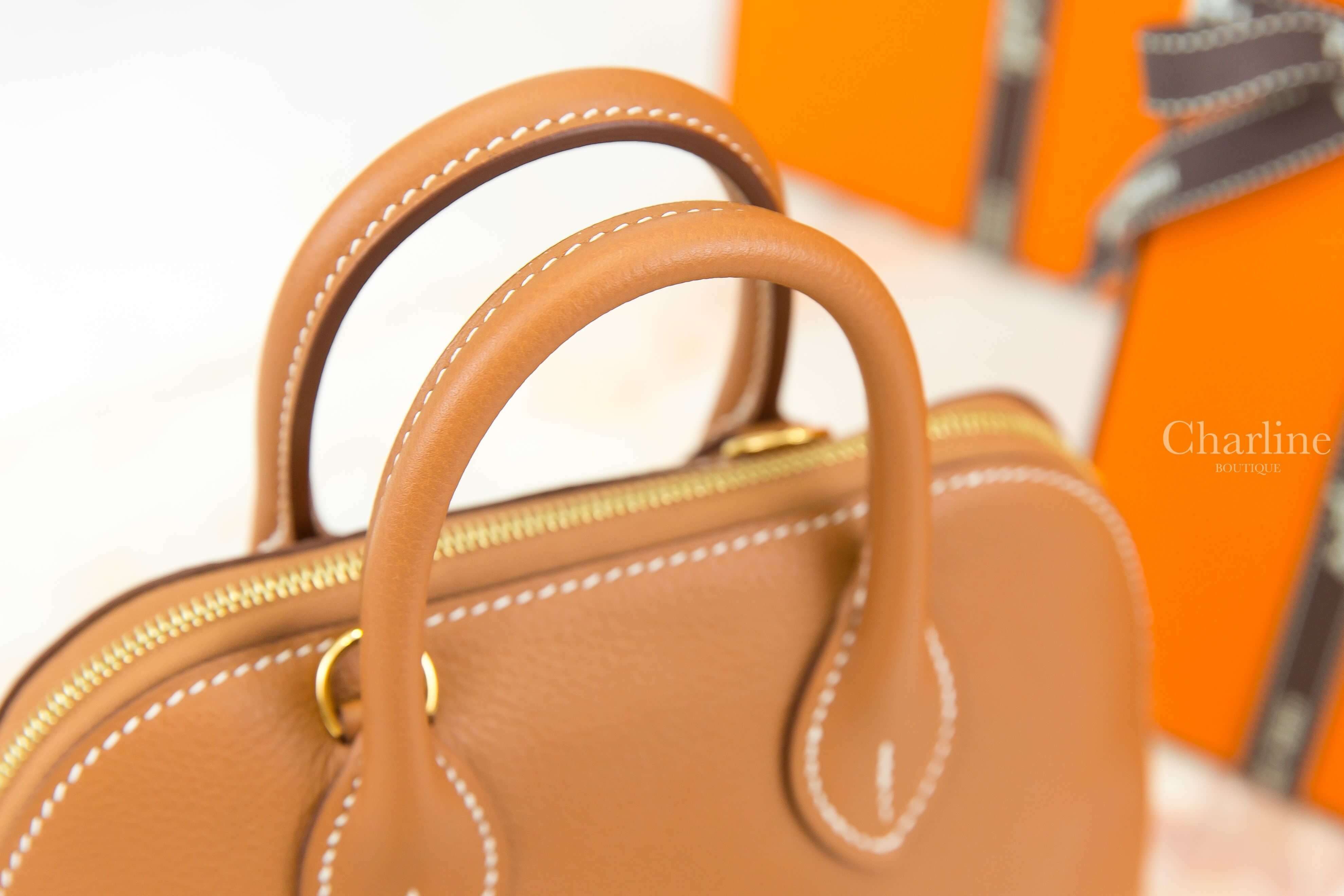 Hermès Bolide 1923 Mini 37 Gold Evercolor 焦糖色金釦迷你手提肩背包