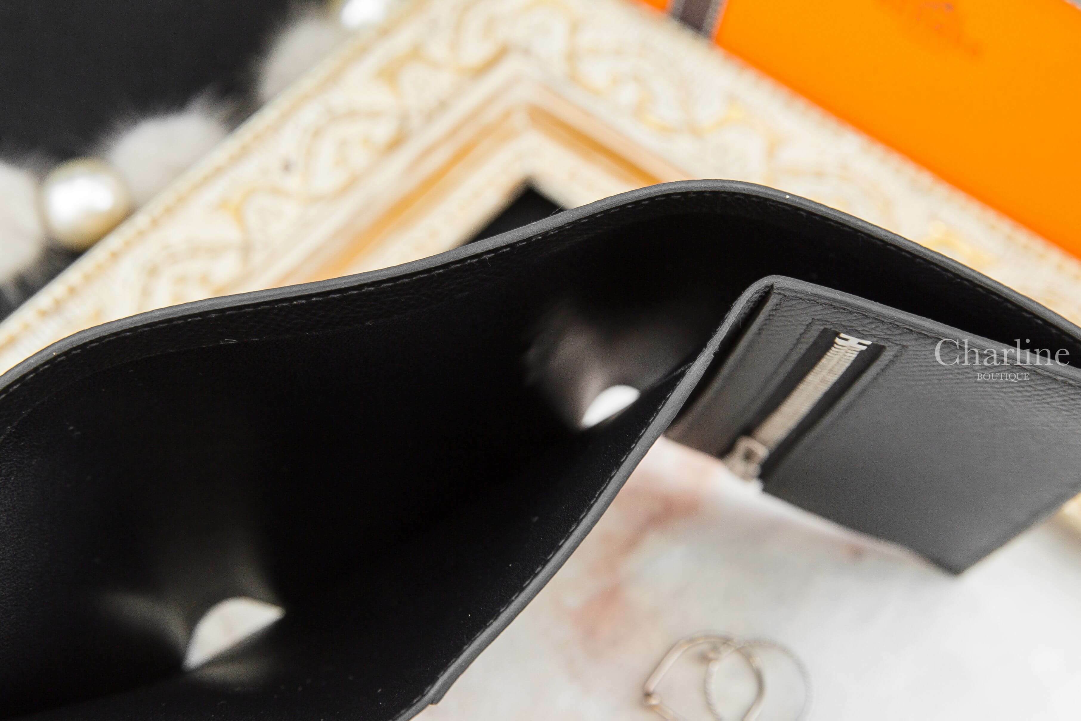 Hermès Bearn Wallet 89 Noir Epsom Z刻黑色黑釦三折短夾-Charline Boutique 精品代購