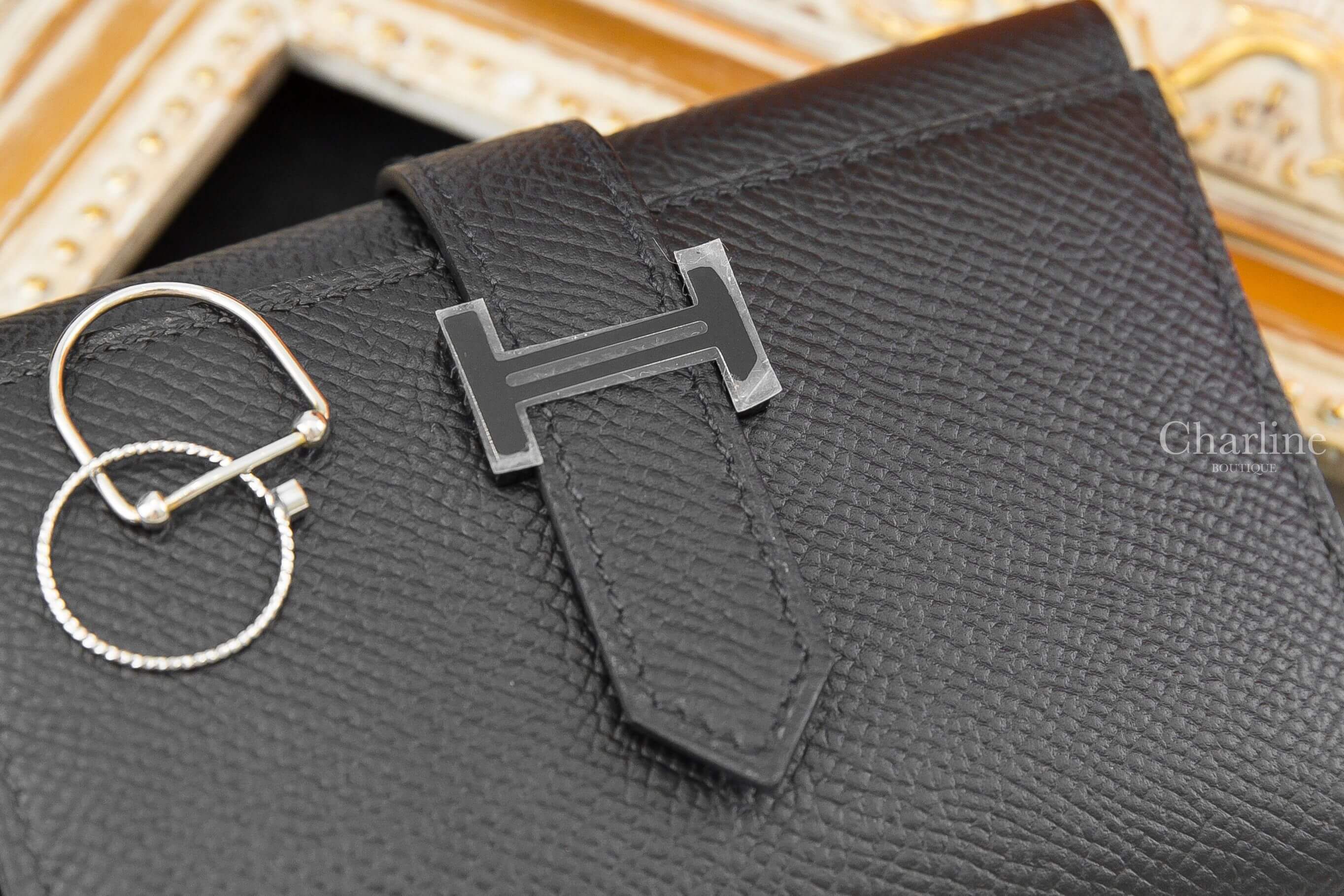 Hermès Bearn Wallet 89 Noir Epsom 黑色黑釦三折短夾