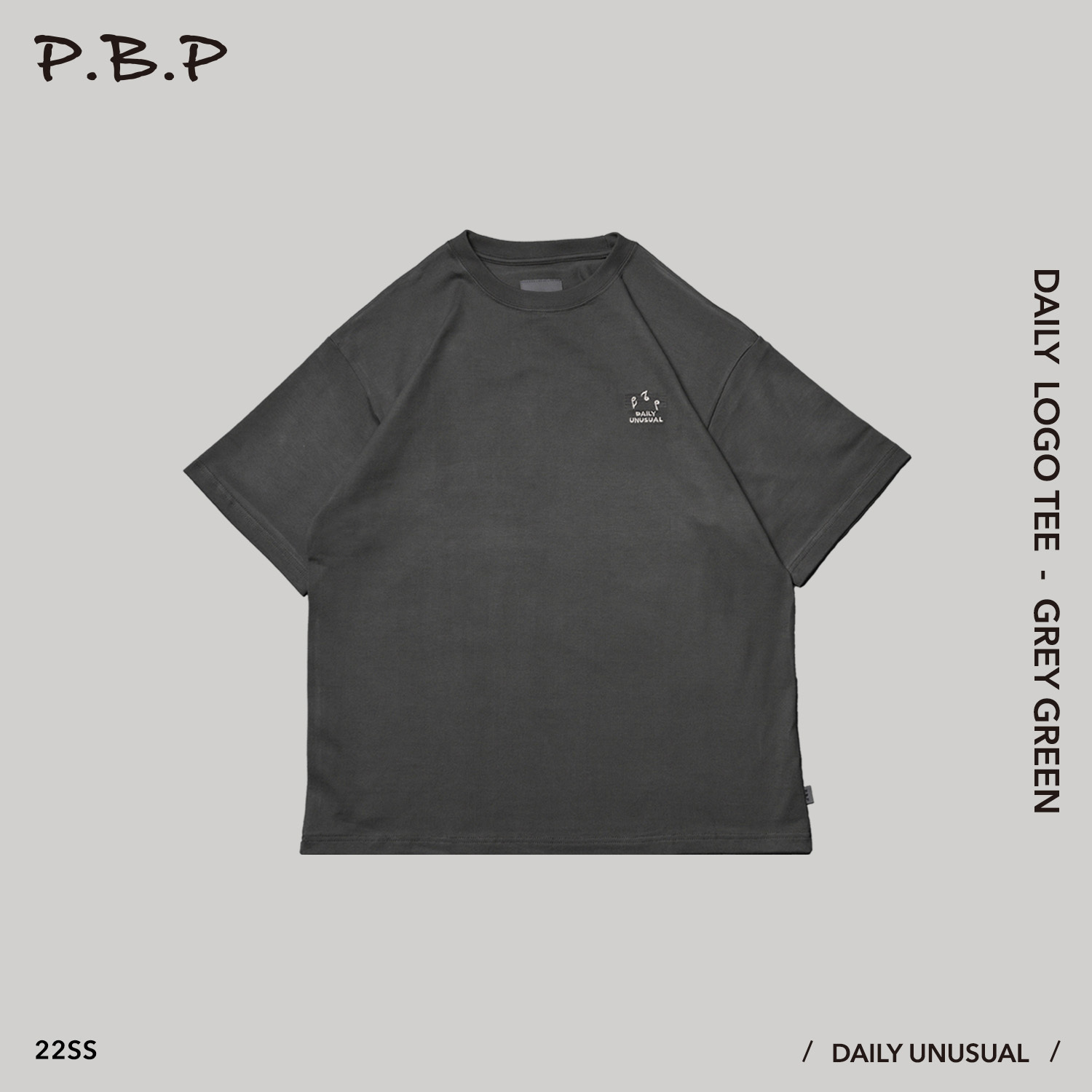 P.B.P - Daily Logo Tee - Grey Green