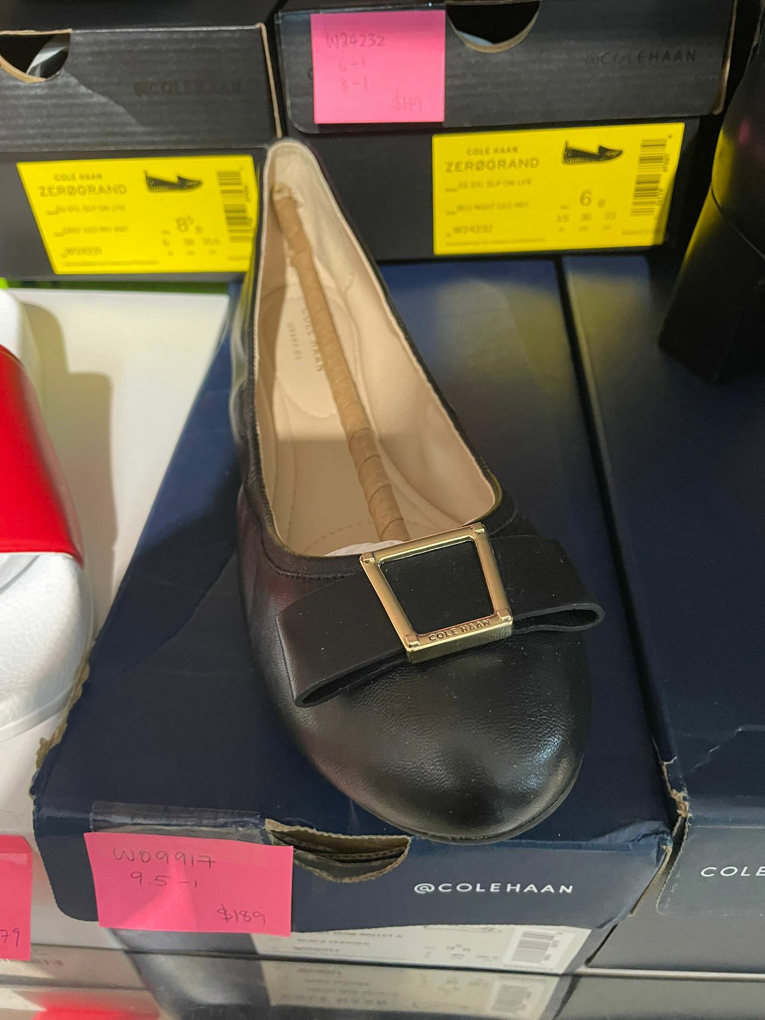 [S] COLEHAAN EMORY BOW BALLET II LEATHER BLACK , W09917 (SCH11)