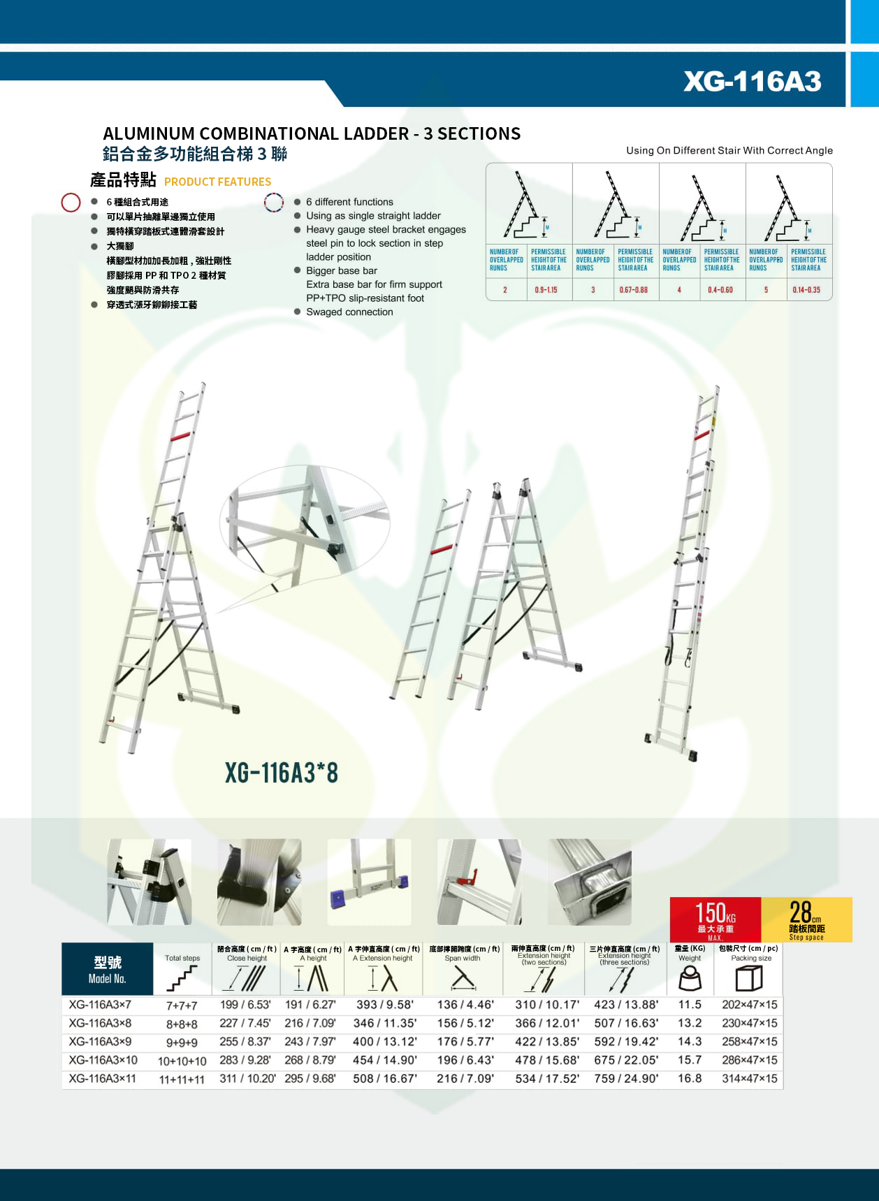 MAPLE 楓葉牌 XG-116A 多功能組合梯