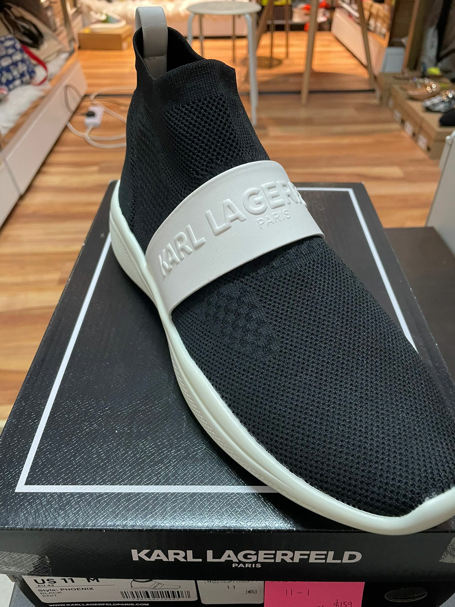 [S] KARL LAGERFELD PHOENIX KNIT SNEAKER, BLACK, KL104442-BLK (SKL41)