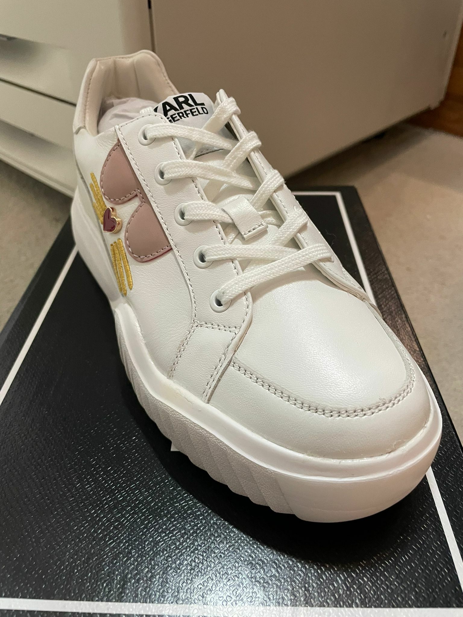 [S] KARL LAGERFELD RUBY SNEAKER WHT/GUNMETAL FINAL SALE (SKL51)