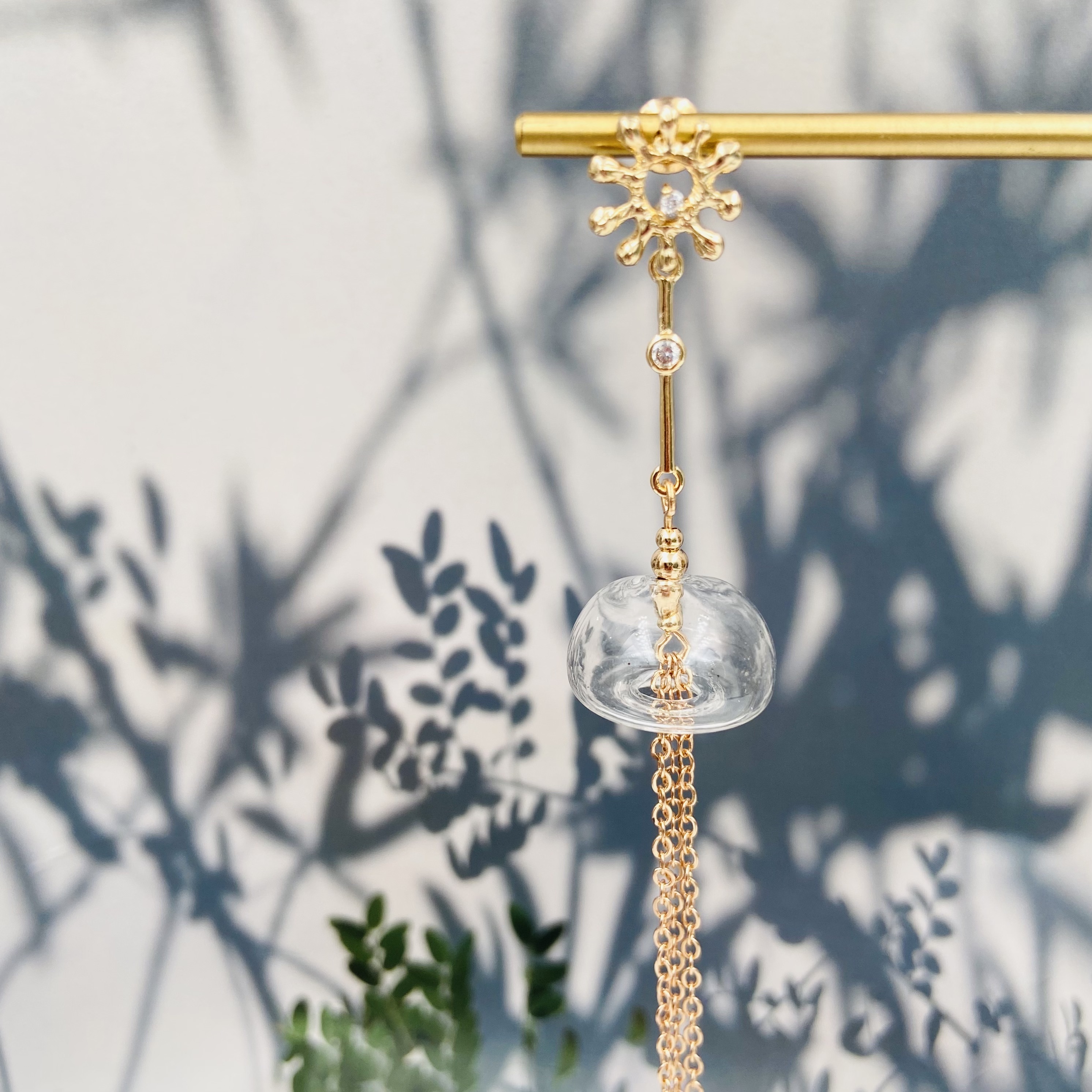 COLE COOL SS22 水母海洋系列耳環耳夾 白色透明玻璃耳環