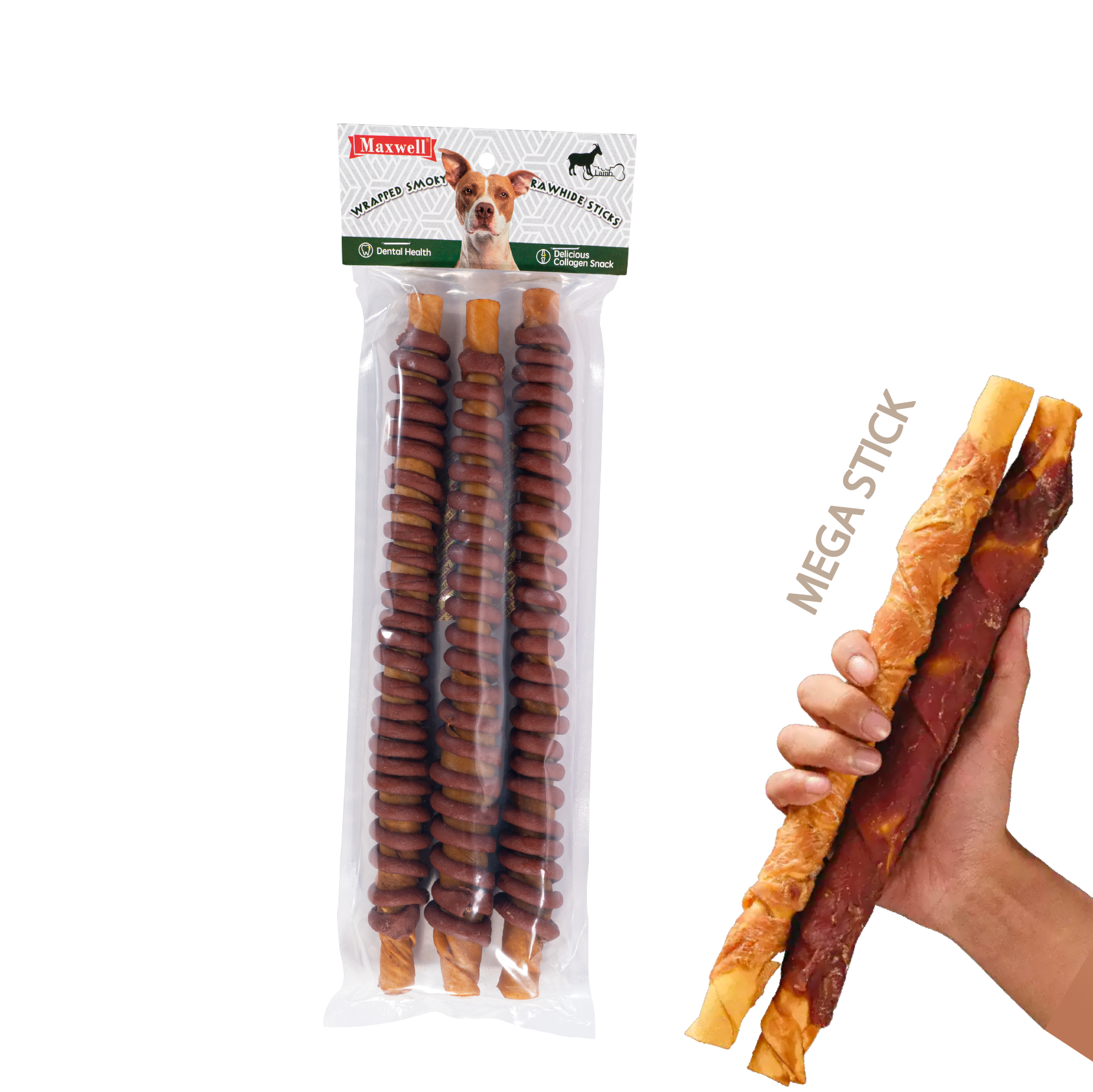 Maxwell⎜羊肉繞煙熏膠原棒 (MEGA in 3PCS)