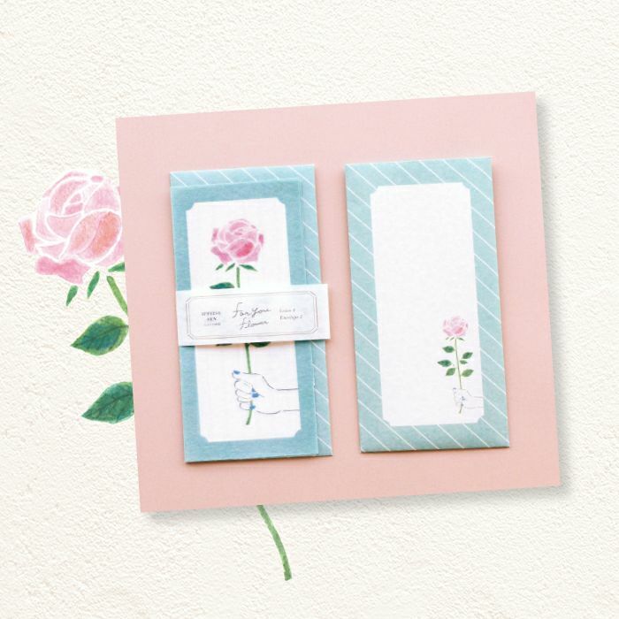 玫瑰 送你一朵花系列 一筆箋信紙信封組｜日本古川紙工