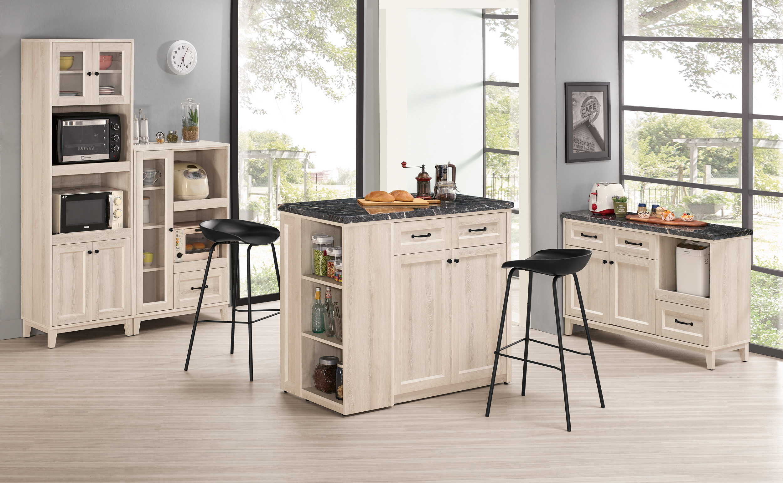 雪莉4尺中島型石面吧台桌