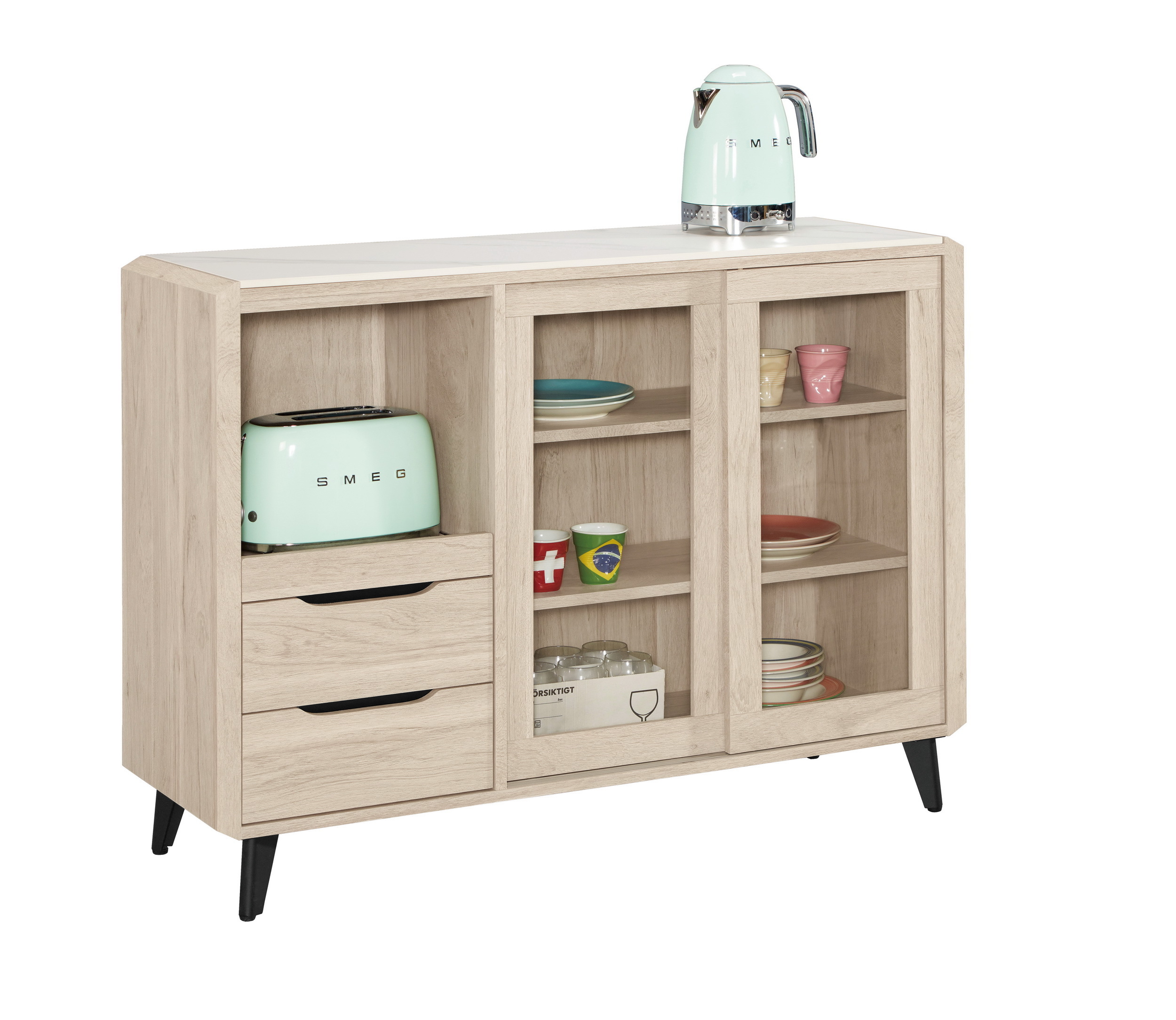 韋斯里4尺岩板滑門收納櫃