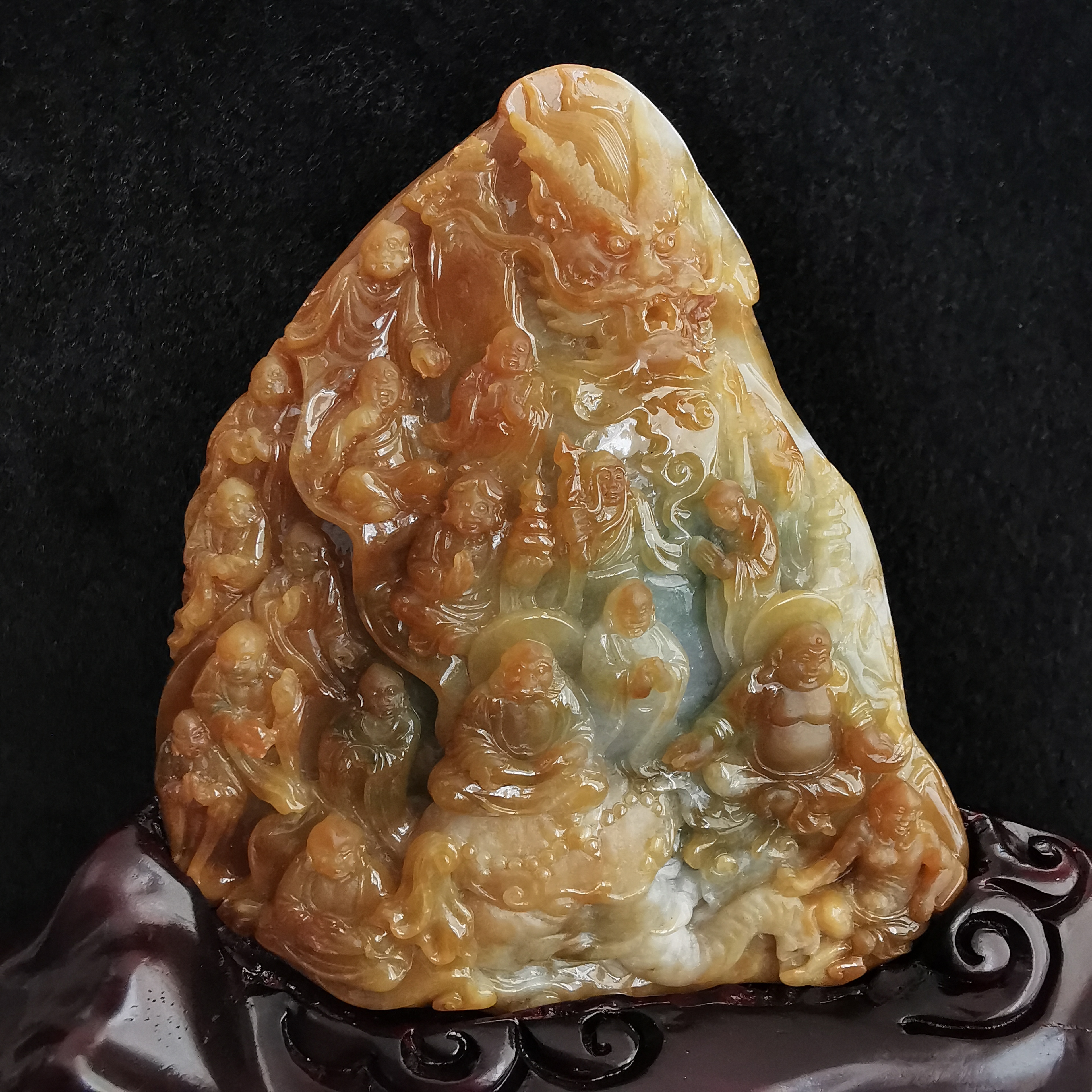 十八羅漢擺件, 天然翡翠A玉, 緬甸玉, Jade, Jadeite