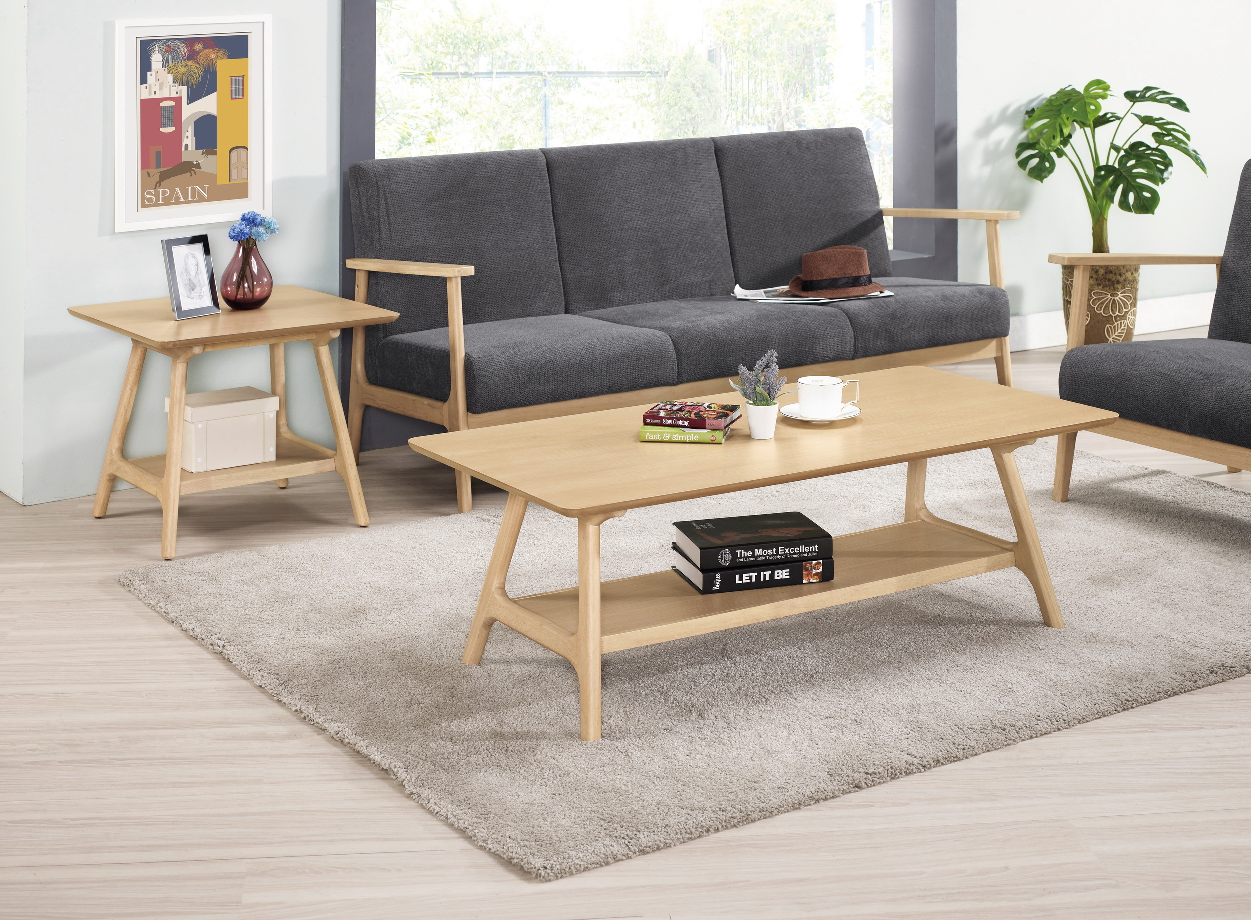 弗蕾莉休閒大茶几(洗白色)