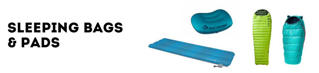 camping sleeping bags, mats and pillows