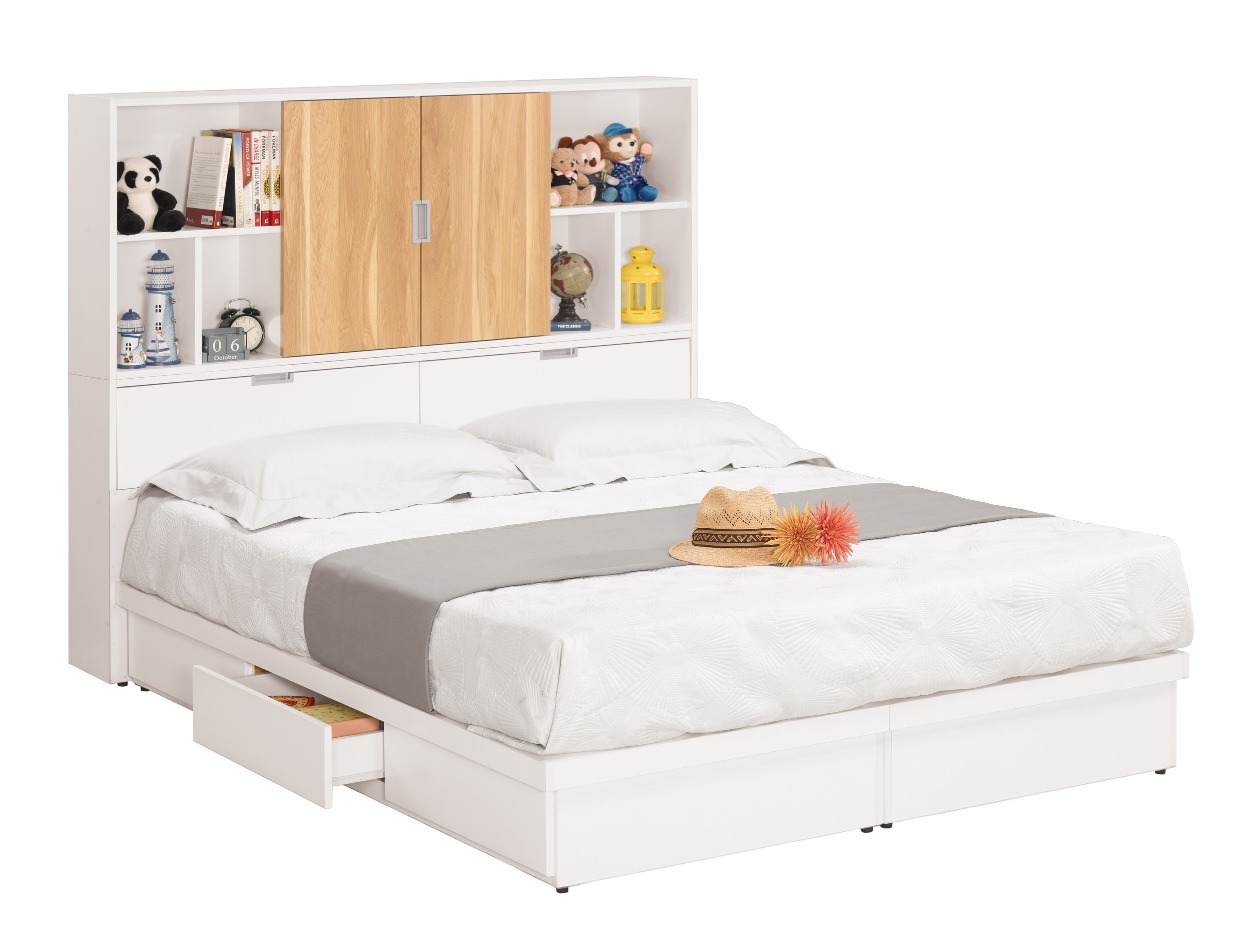 卡爾5尺書架型雙人床