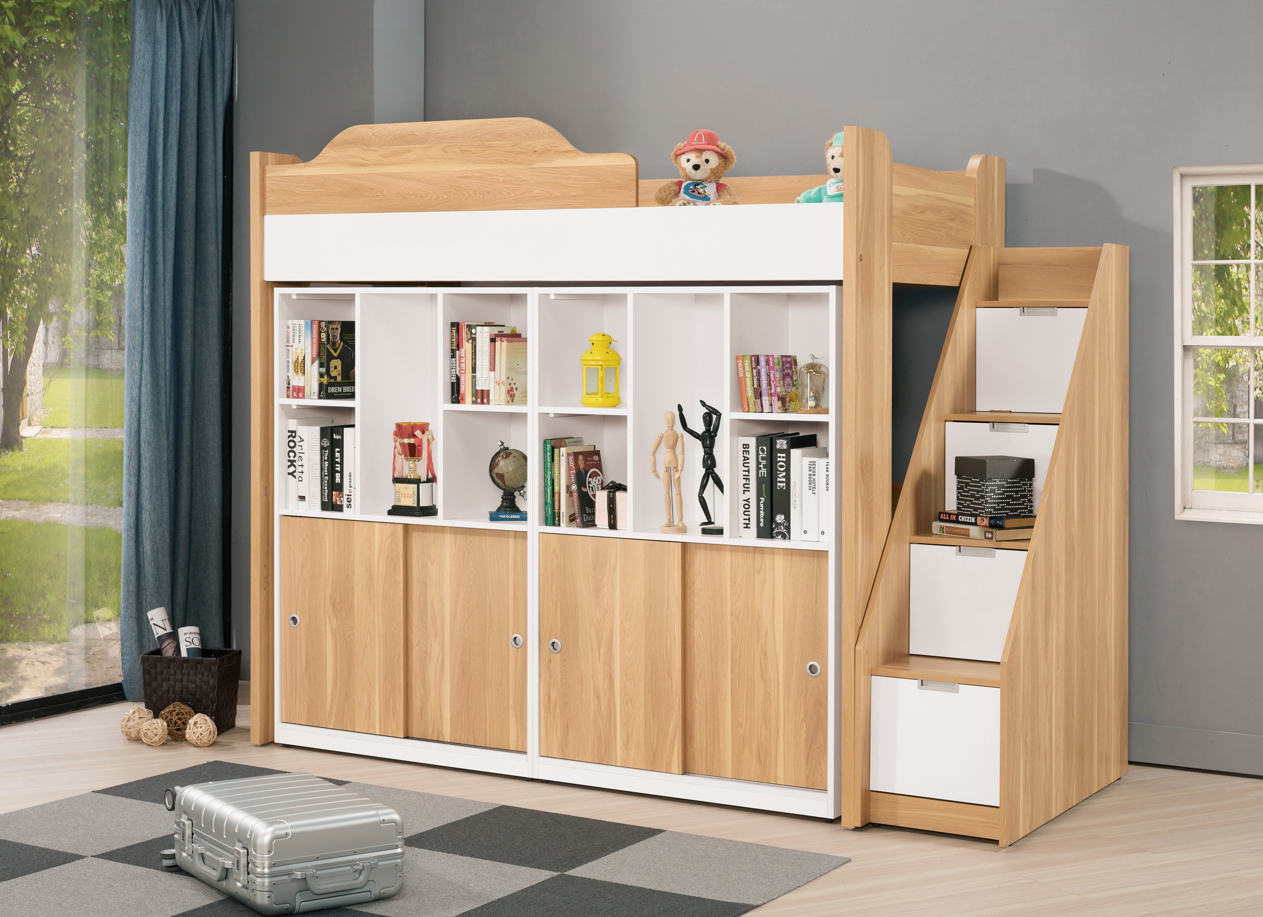 卡爾3.7尺多功能挑高組合床組(右向)