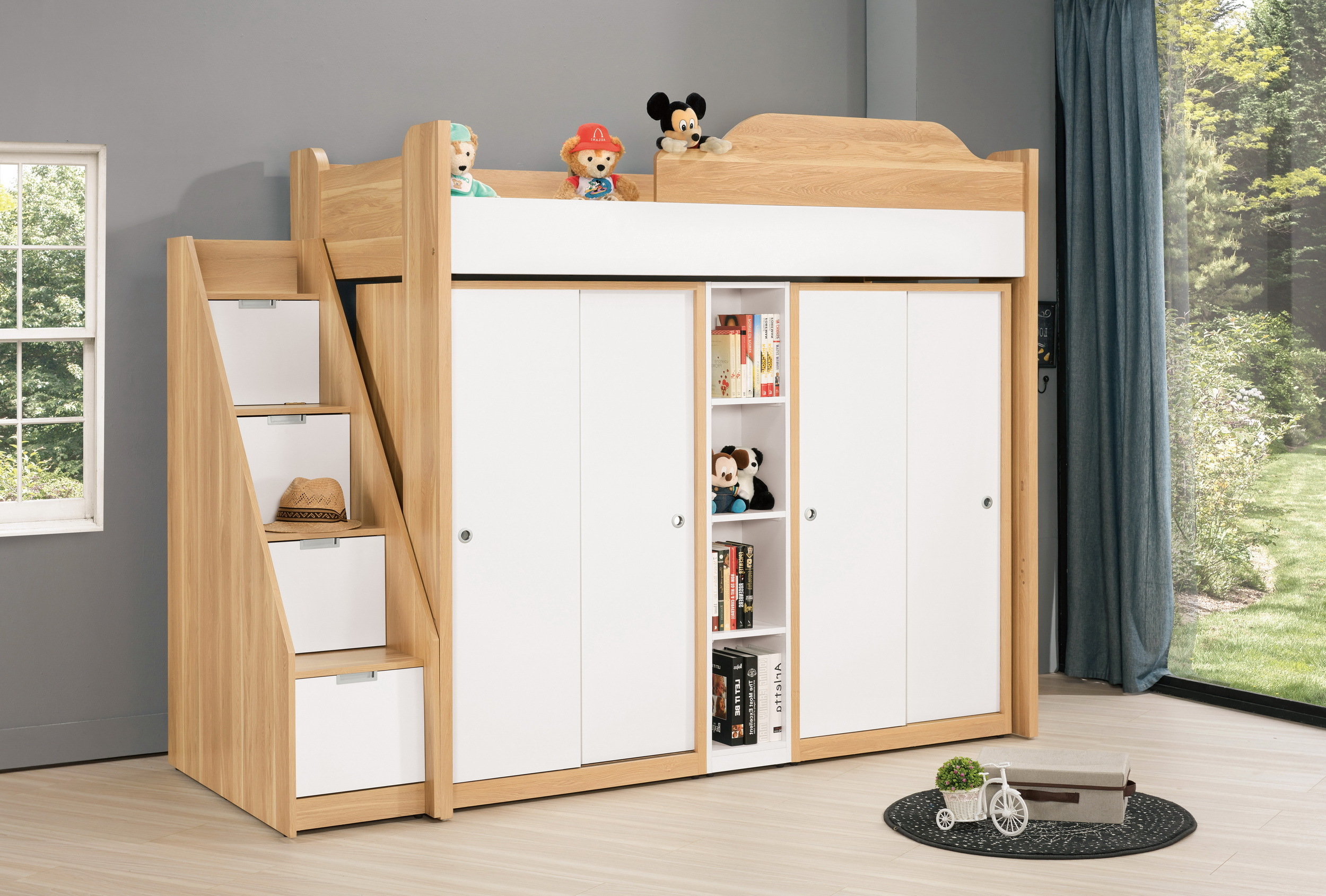 卡爾3.7尺多功能挑高組合床組(左向)