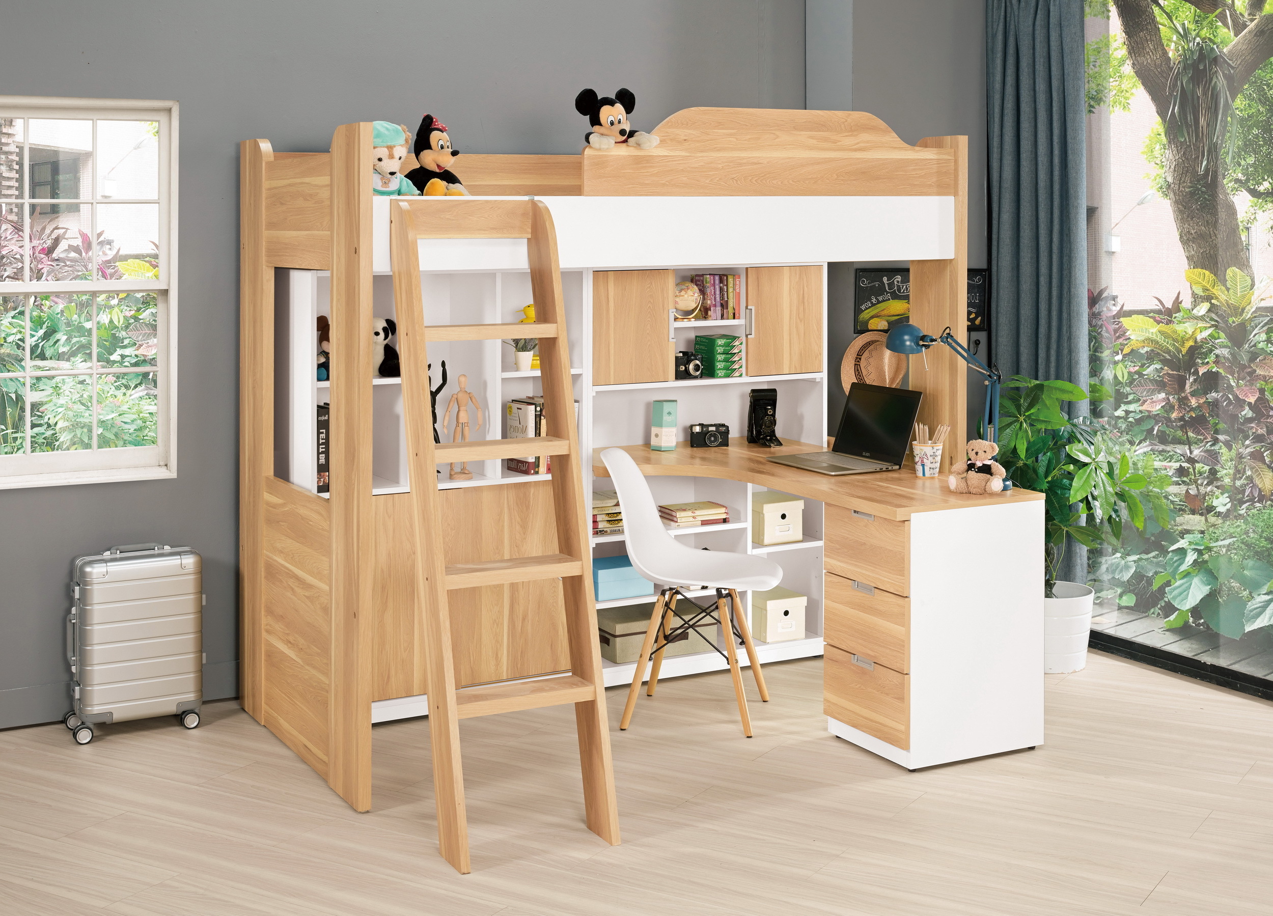 卡爾5.1尺多功能挑高組合床組(左向)