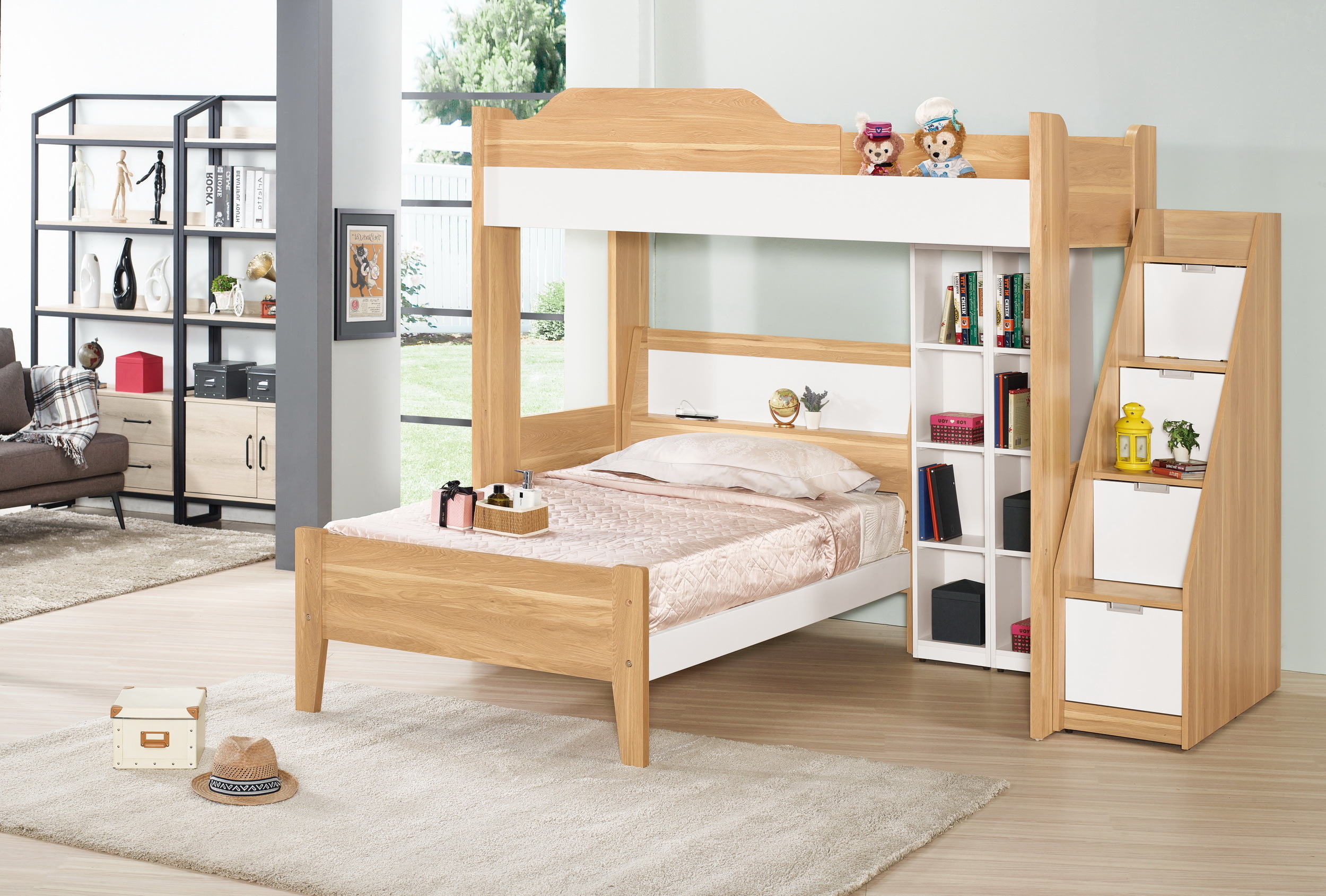 卡爾6.9尺多功能五件式床組(右向)