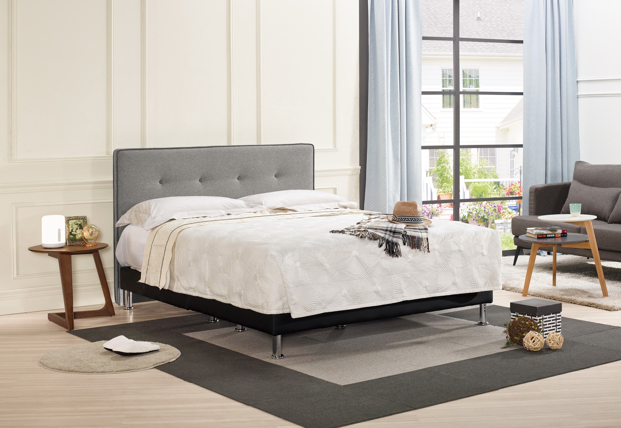 保琳6尺床頭片(灰色布)