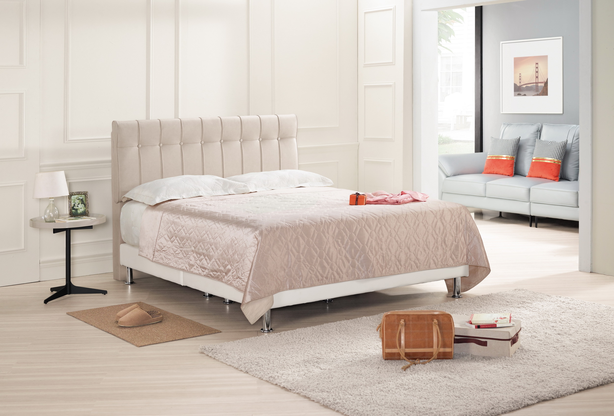 羅特5尺床頭片(米黃色布)