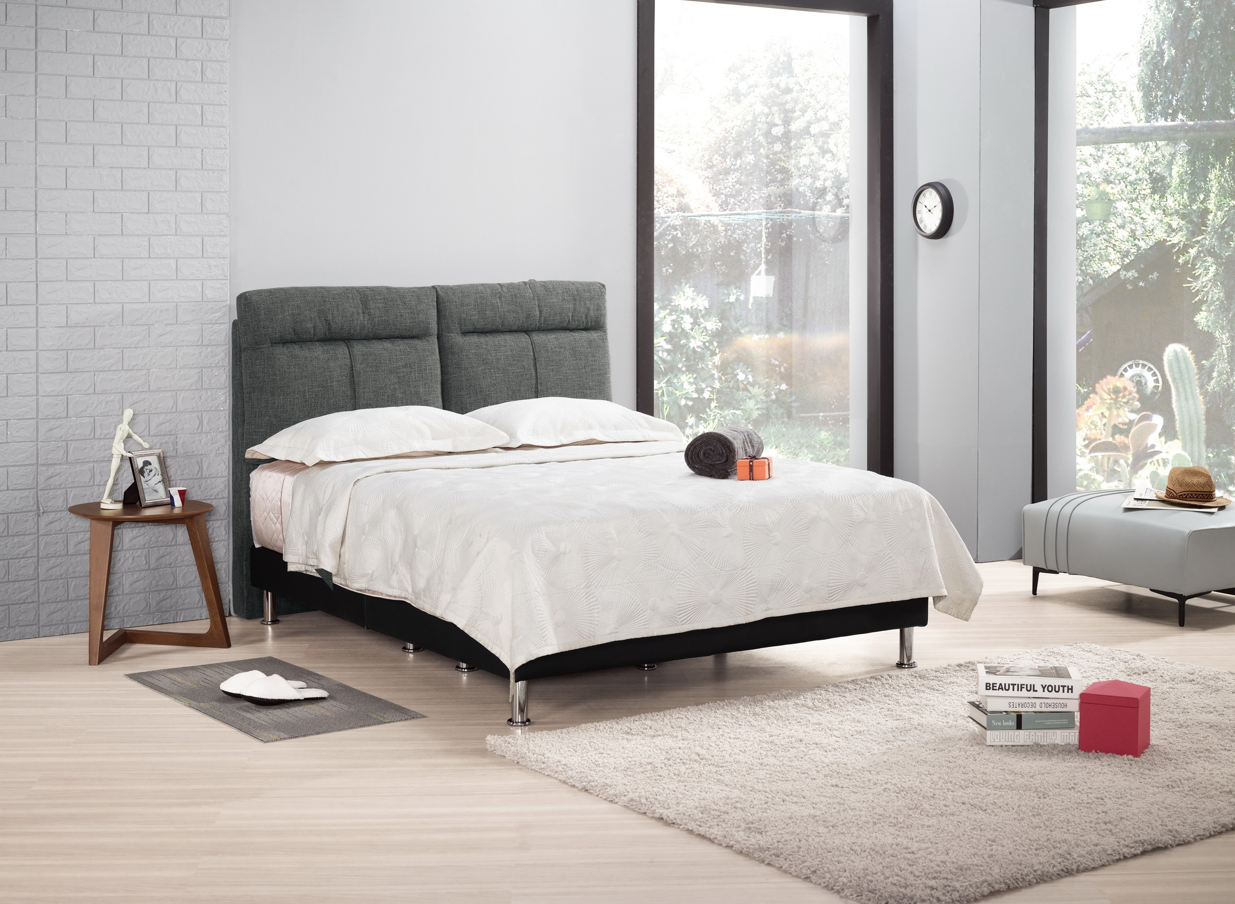 歐佳5尺床頭片(灰色布)