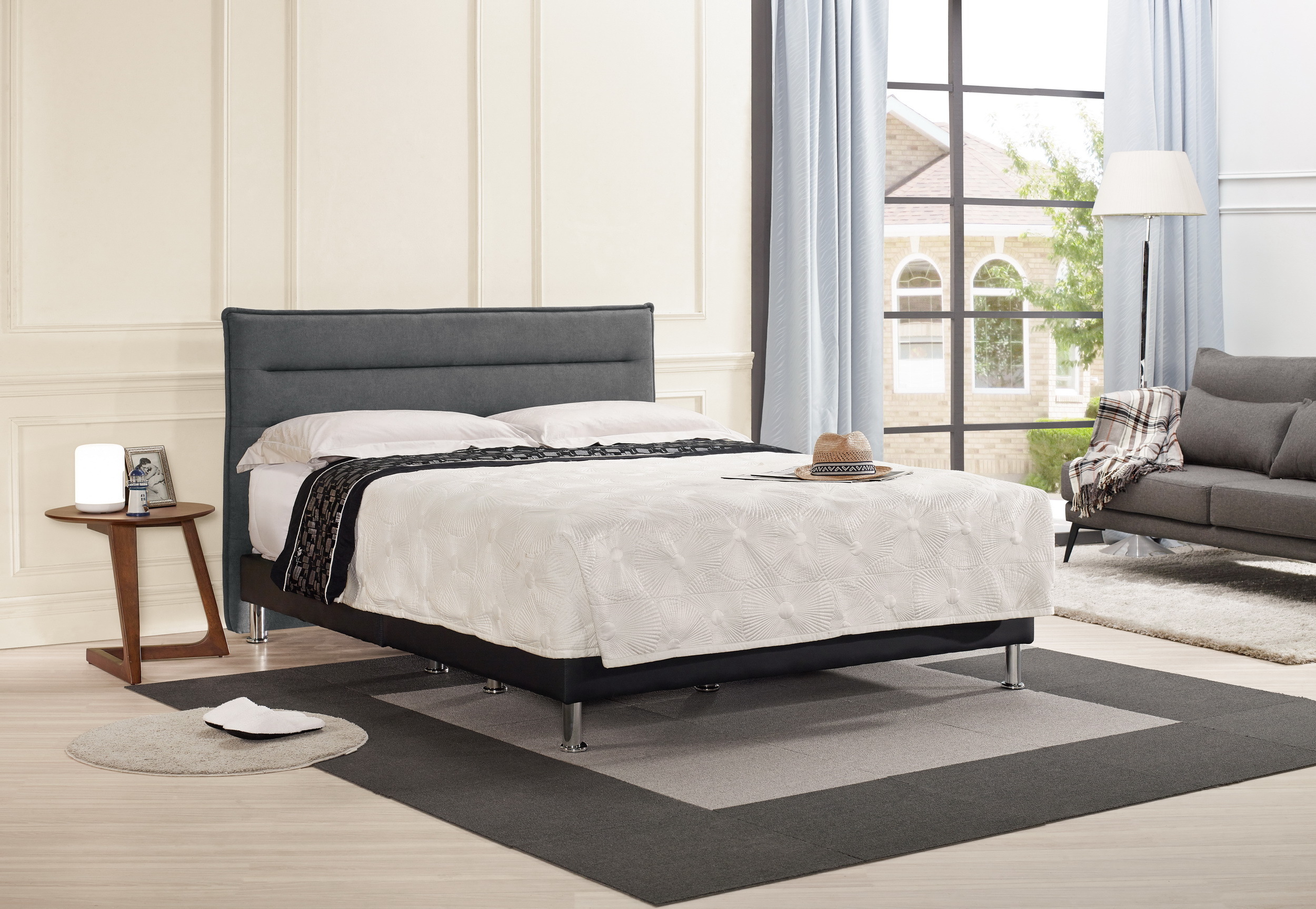 路西恩6尺床頭片(深灰布)