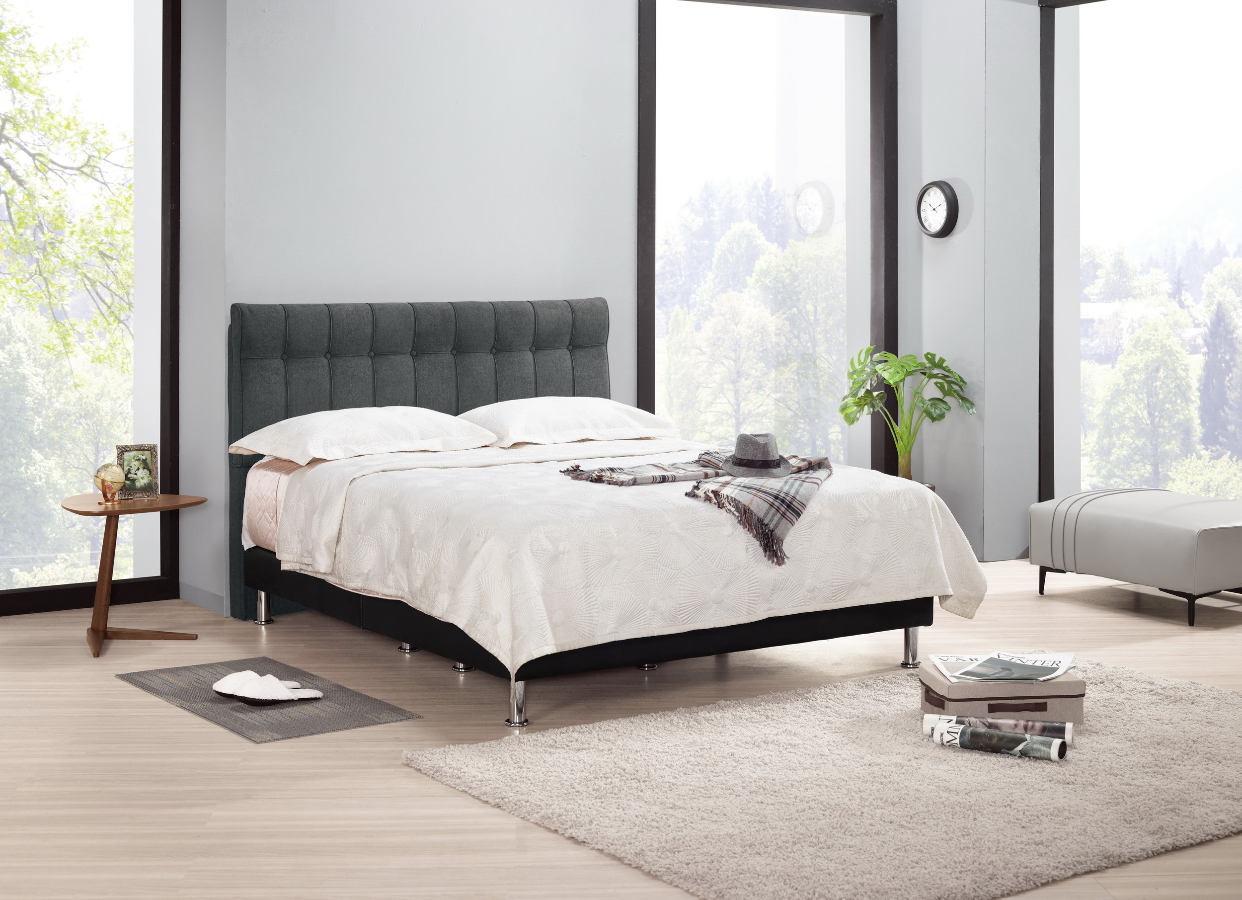 羅特6尺雙人床(灰色布)