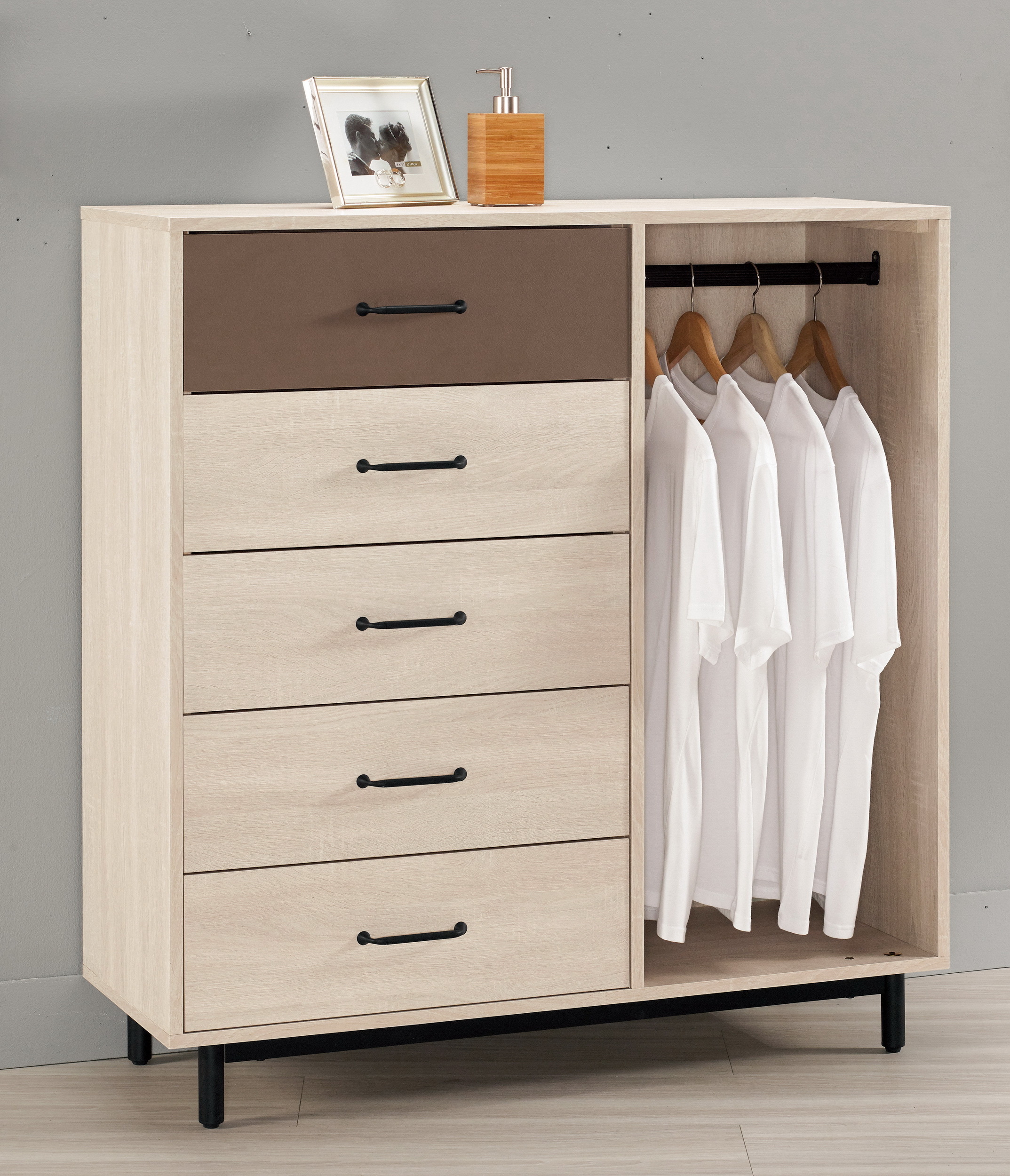 戴維斯3.6尺五斗吊式衣櫥