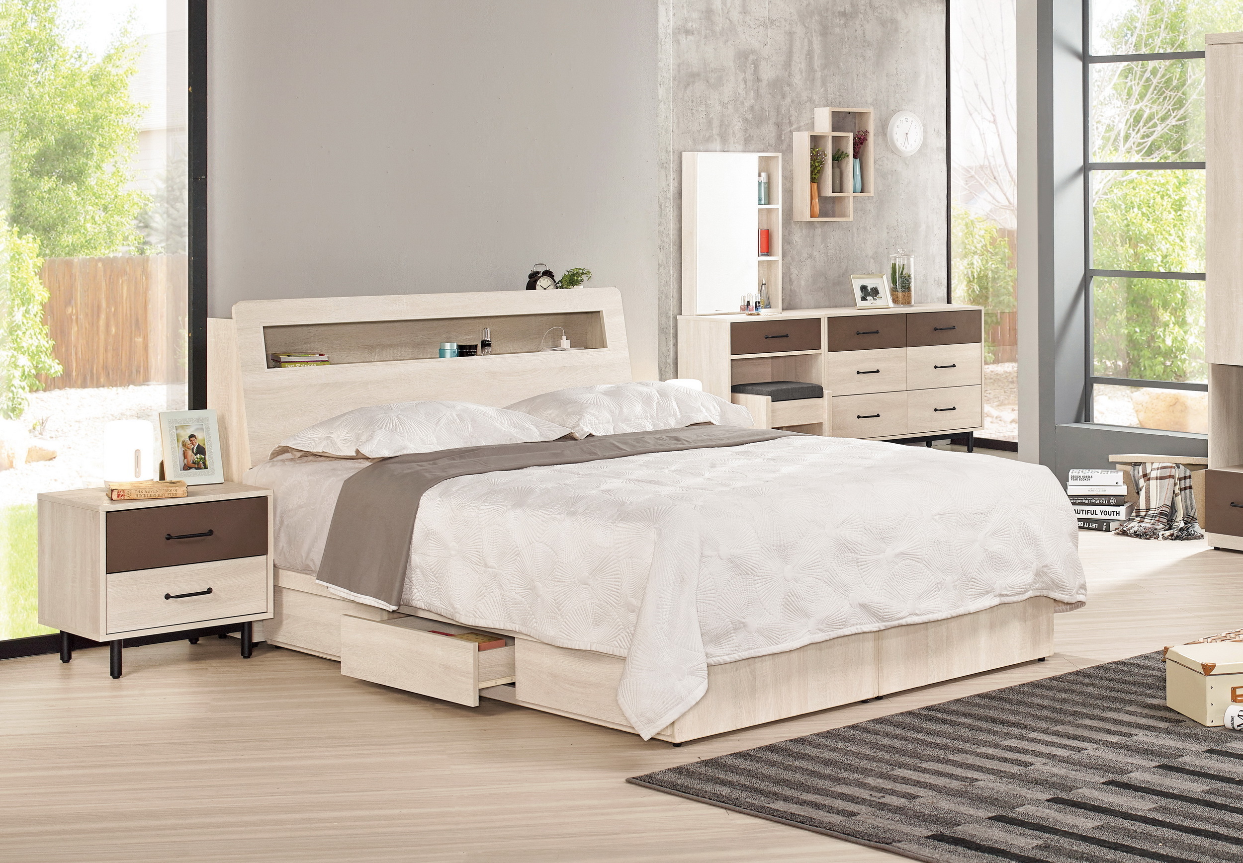 戴維斯6尺被櫥式雙人床