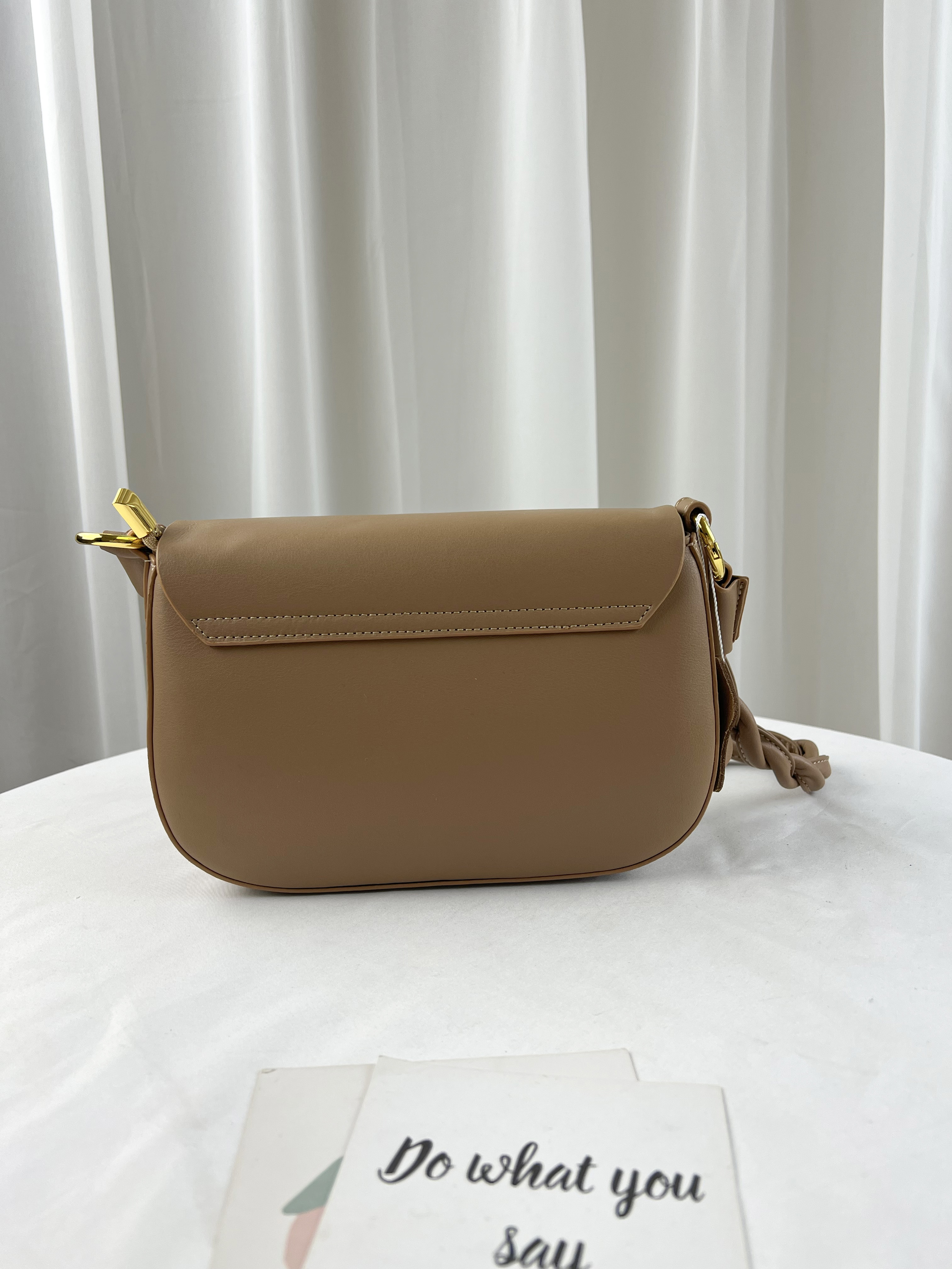 奶茶杏 真皮牛皮側背包  #SM-8505