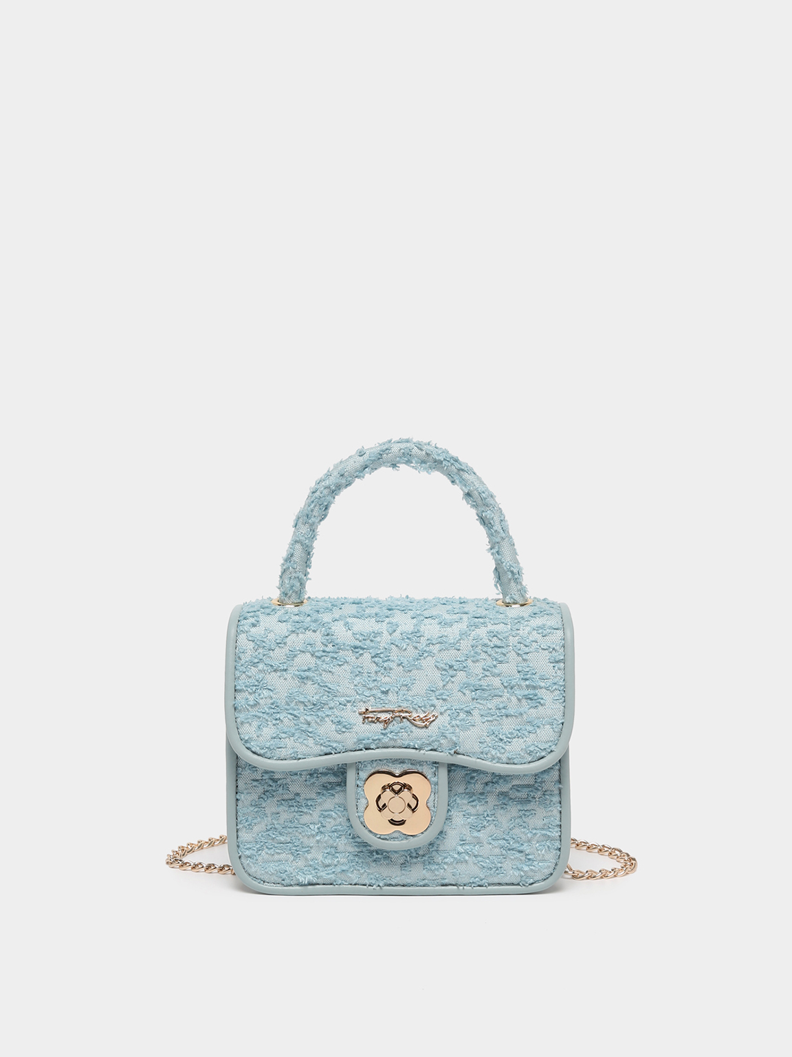 Rosy Romance Flower Lock Crossbody Bag