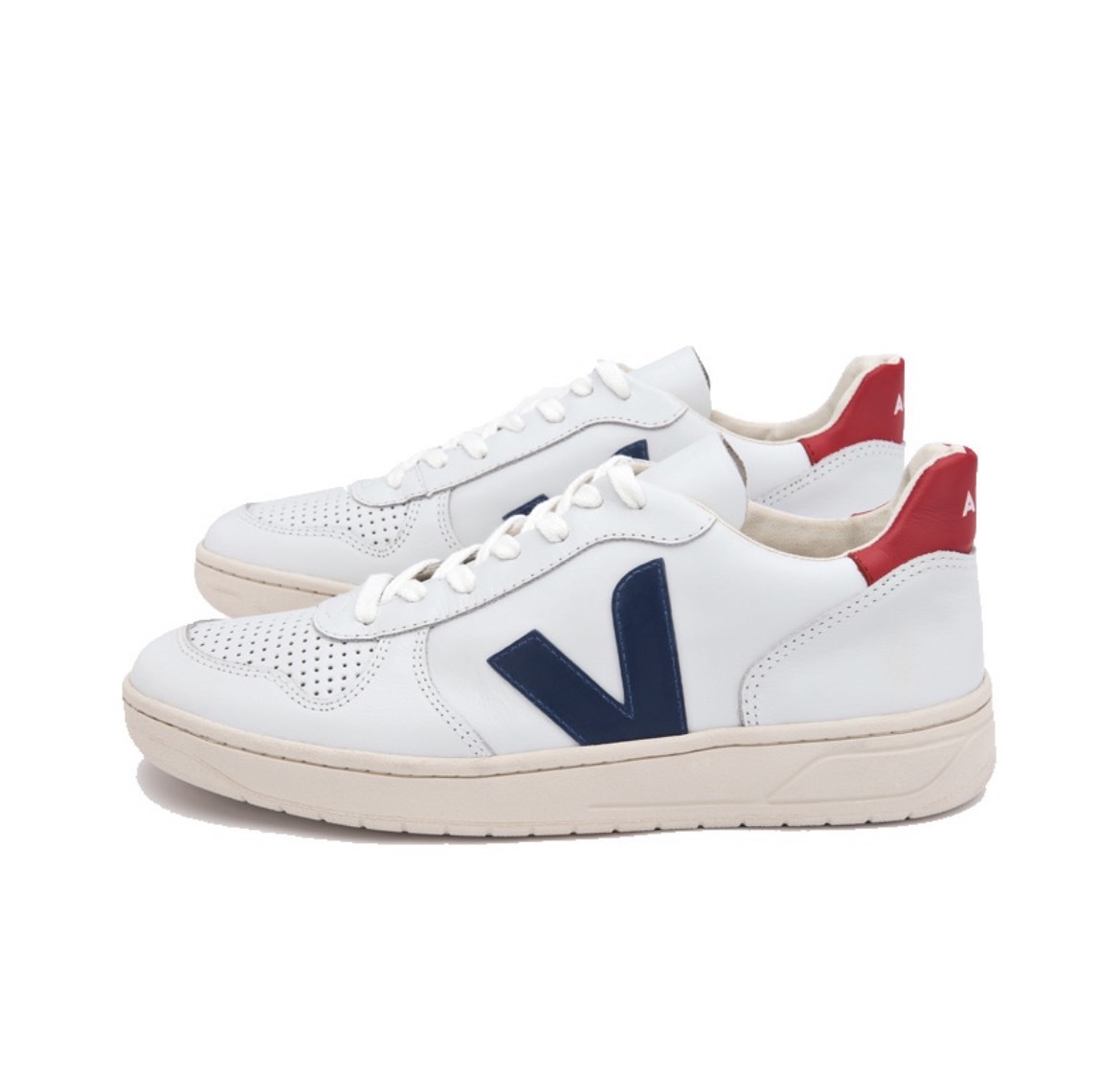 Veja  V10 紅尾 藍V 皮質 小白鞋