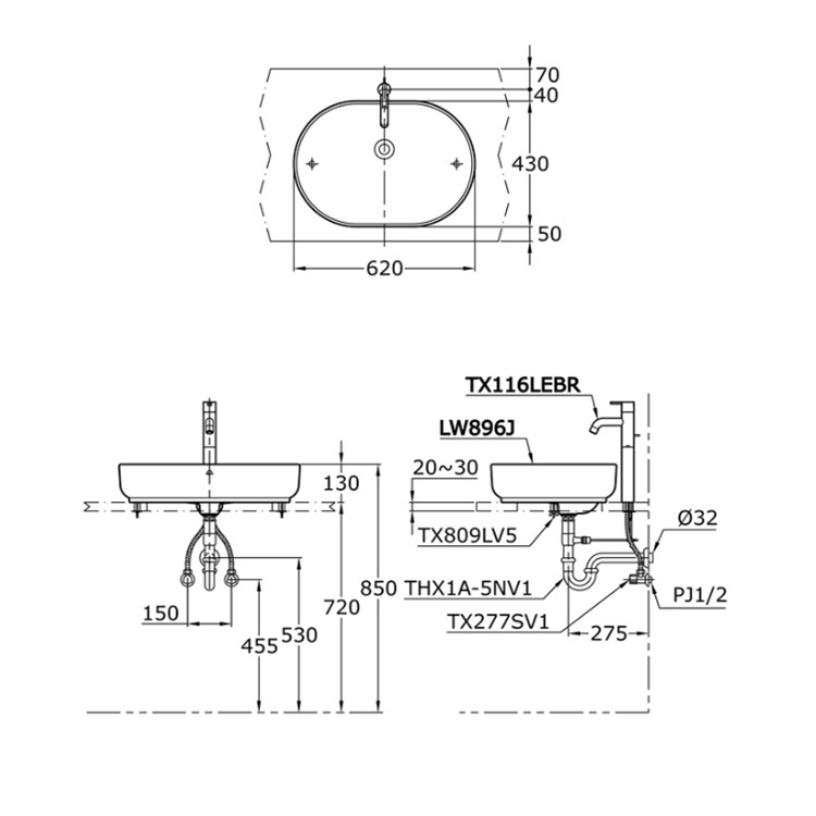 Toto LW896J Console Lavatory