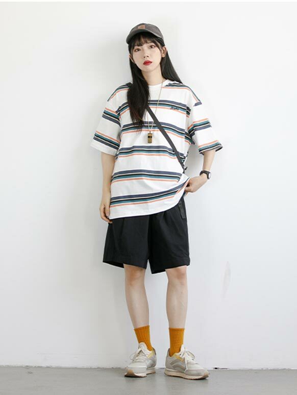 Outdoor 復古條紋 簡約寬鬆 短T
