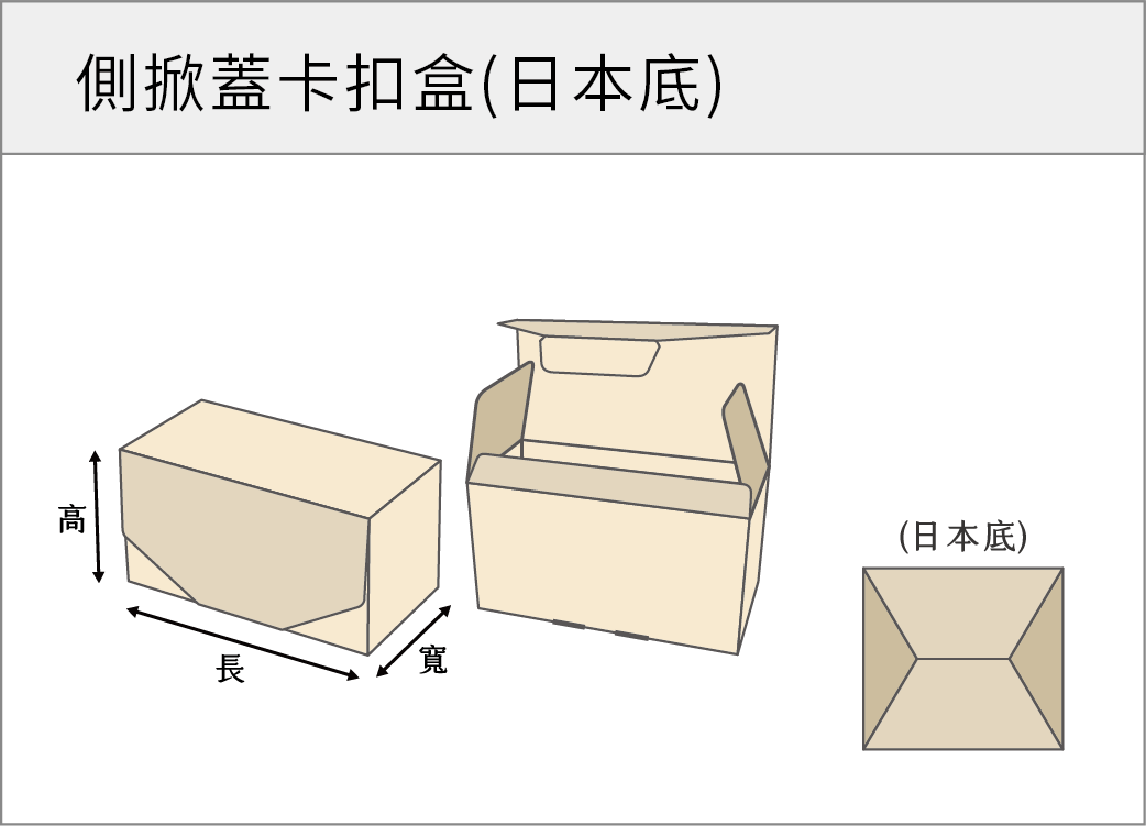 側掀蓋卡扣盒(日本底)