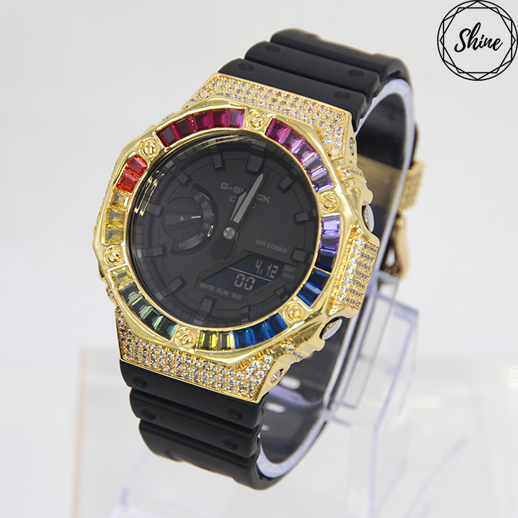 金色 改裝手錶 GA-2100-1A1 - 彩虹