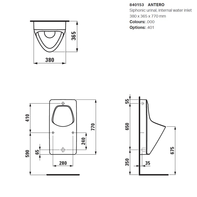 Laufen "Antero" 8.4015.3.000.401.1 Siphonic Urinal