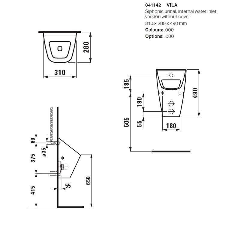 Laufen "Vila" 8.4114.2.000.000.1 Siphonic Urinal