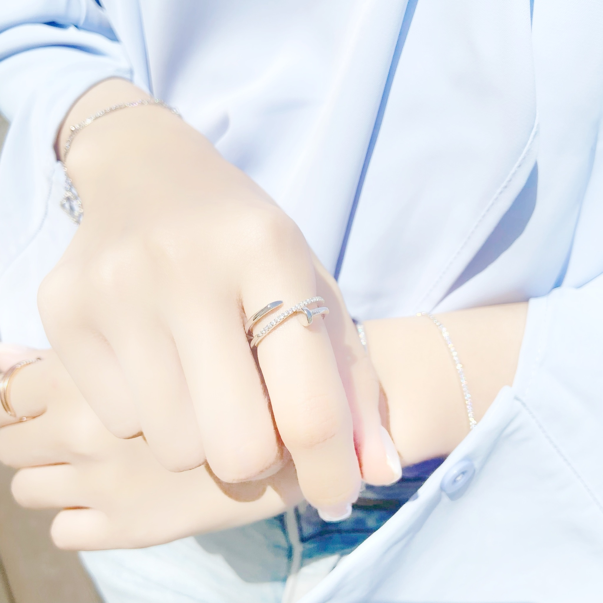 | 925 Silver・ White Gold・Rose Gold | Hold Your Warmness Triple Ring （Silver / Rose Gold）| RI0401 |