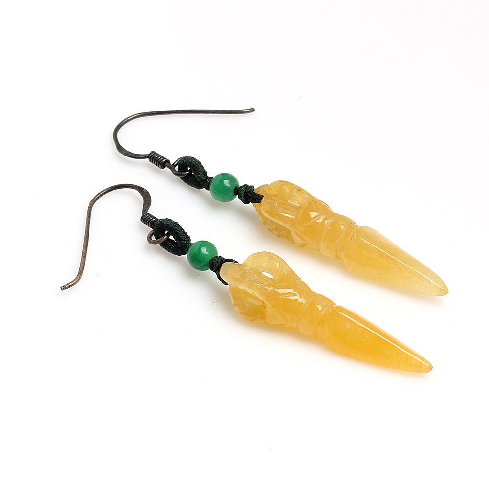 【雅紅珠寶】破除煩惱天然金黃翡翠耳環-金剛杵-E0041