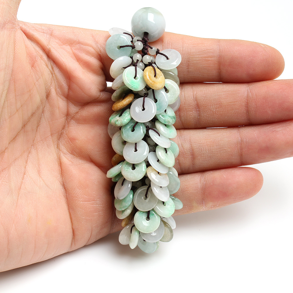 【雅紅珠寶】天然五彩翡翠手把件-錢疊錢,錢越疊越多-O0035