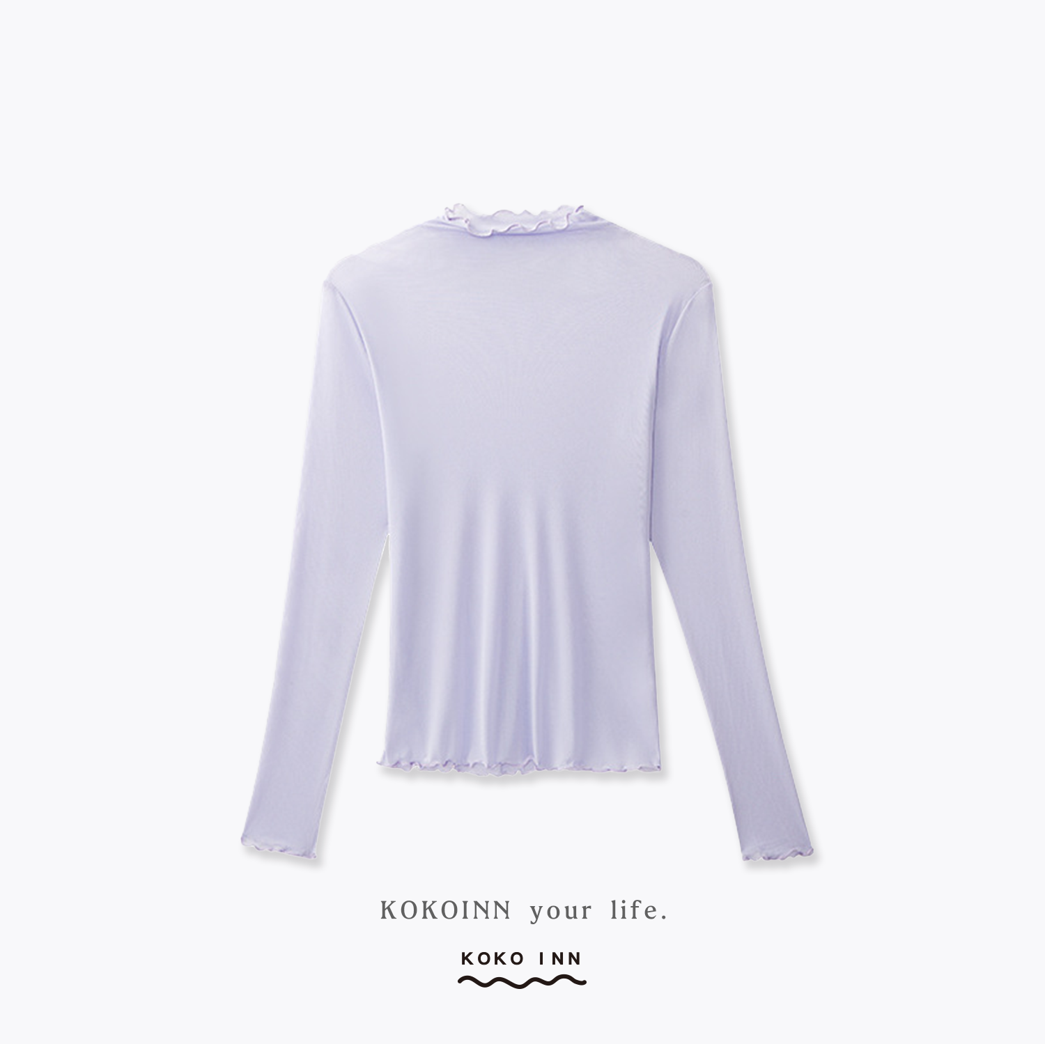 KOKOINN 糖果色捲邊透膚上衣