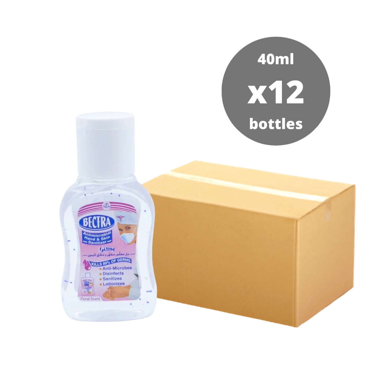 [盒裝] 歐盟認可Bectra - 抗菌 免沖洗搓手液 (花香味), 40ml x 12