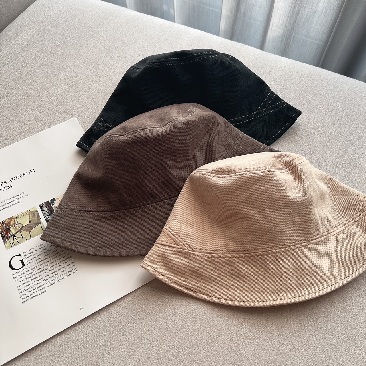 不規則車線魚夫帽/三色