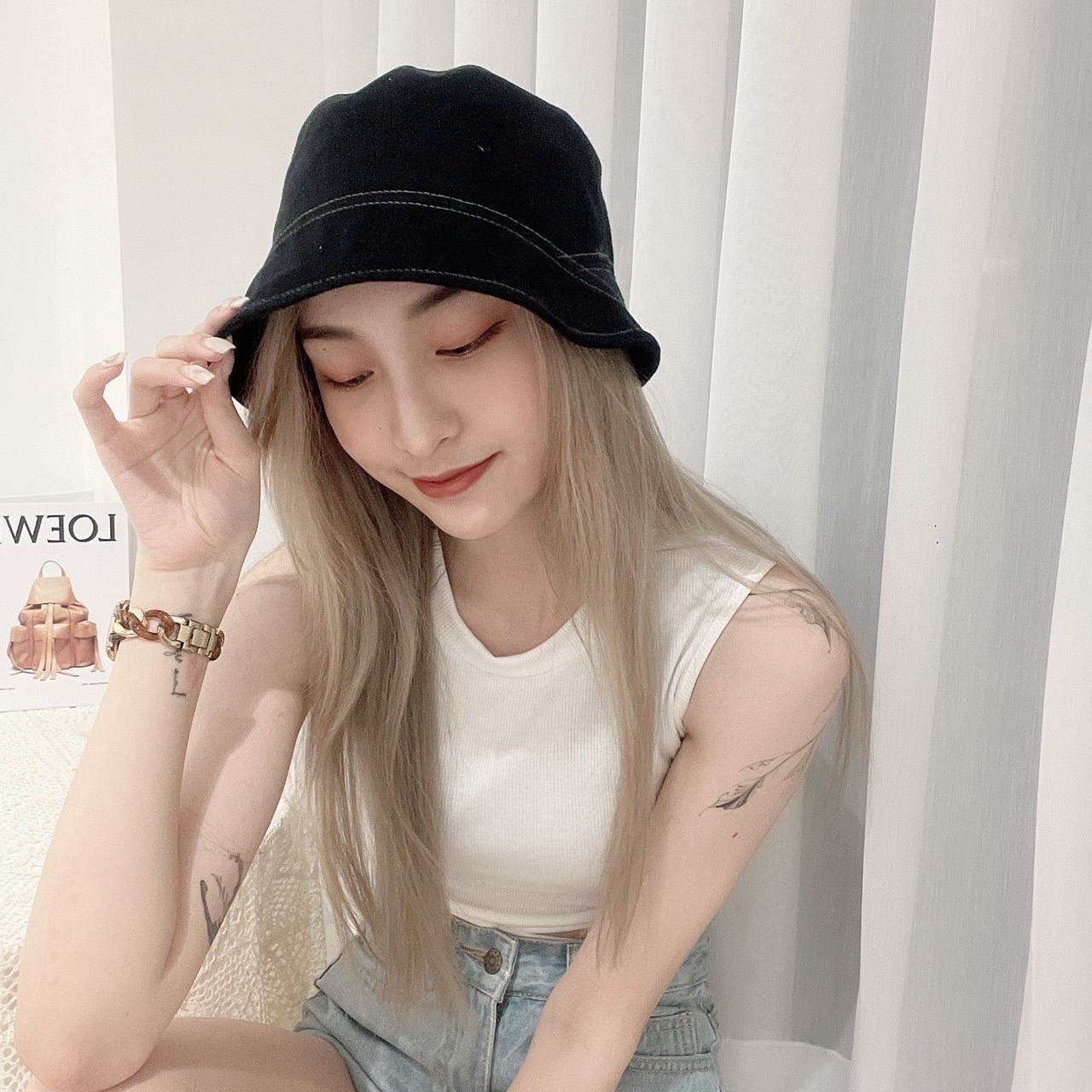 不規則車線魚夫帽/三色