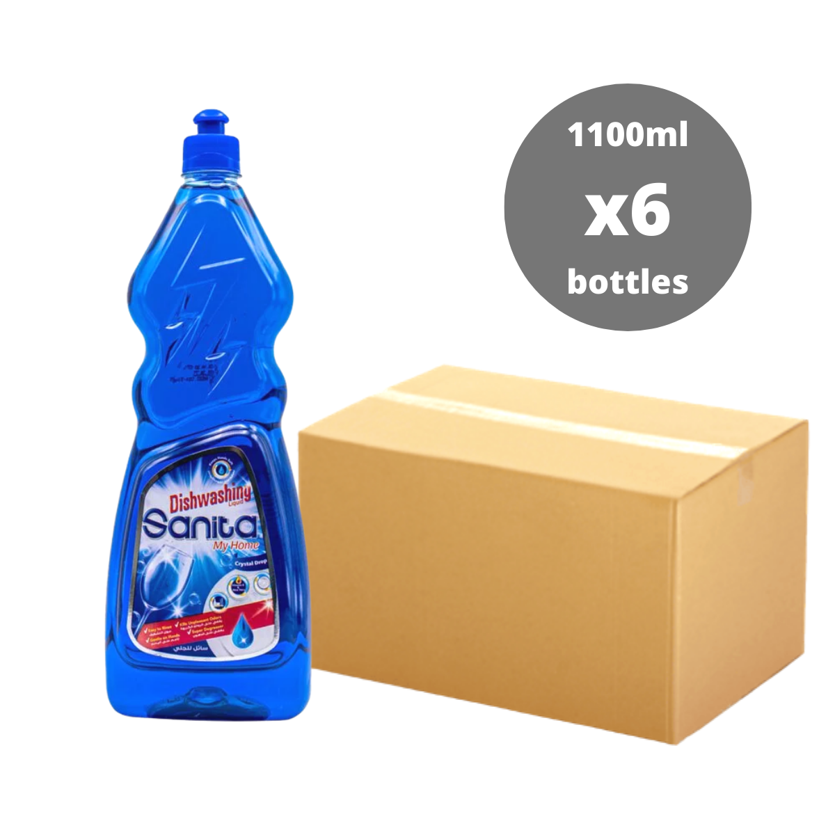 [原箱] (歐盟認證) 清新味洗潔精 含維他命E 蘆薈精華 洗碗 廚房 1100mL x 6