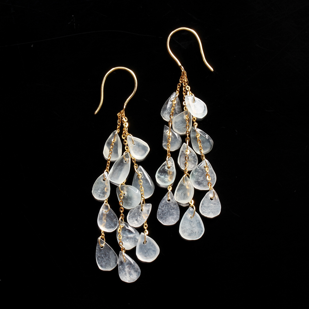 涓滴成流天然玻璃種翡翠耳環-水滴形-雅紅珠寶