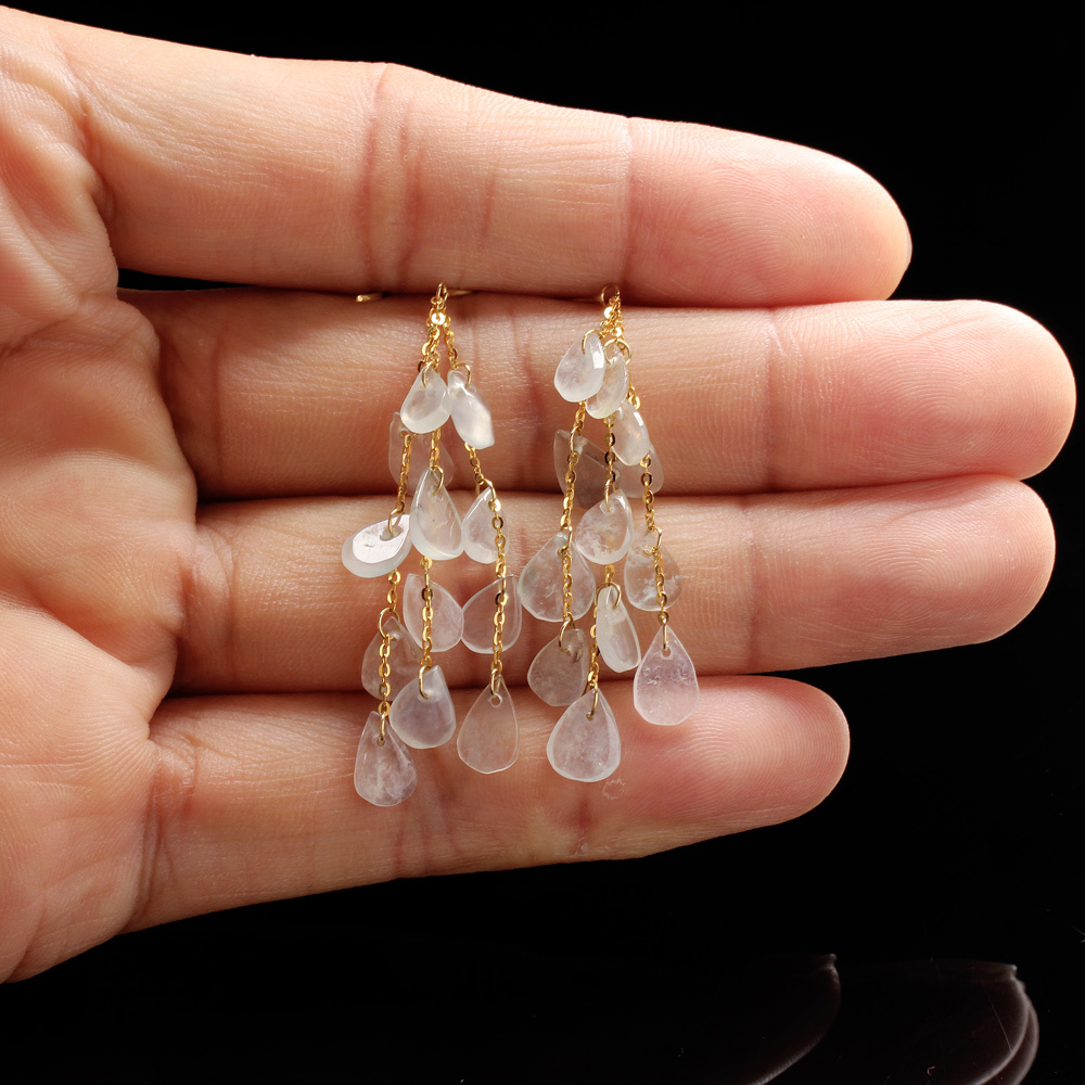 涓滴成流天然玻璃種翡翠耳環-水滴形-雅紅珠寶