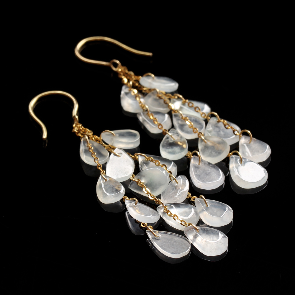 涓滴成流天然玻璃種翡翠耳環-水滴形-雅紅珠寶